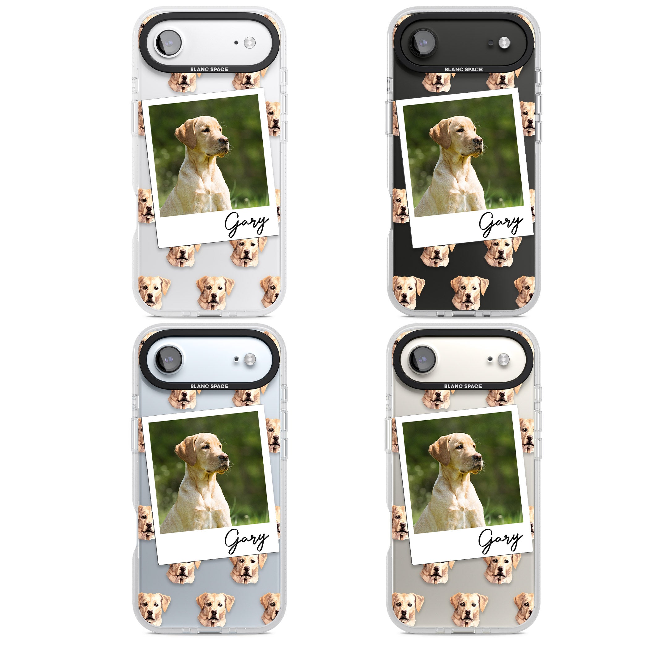 Personalised Tan Black Labrador Instant Camera Photo iPhone 17 Air Impact Air Clear Phone Case APT Impact Protection