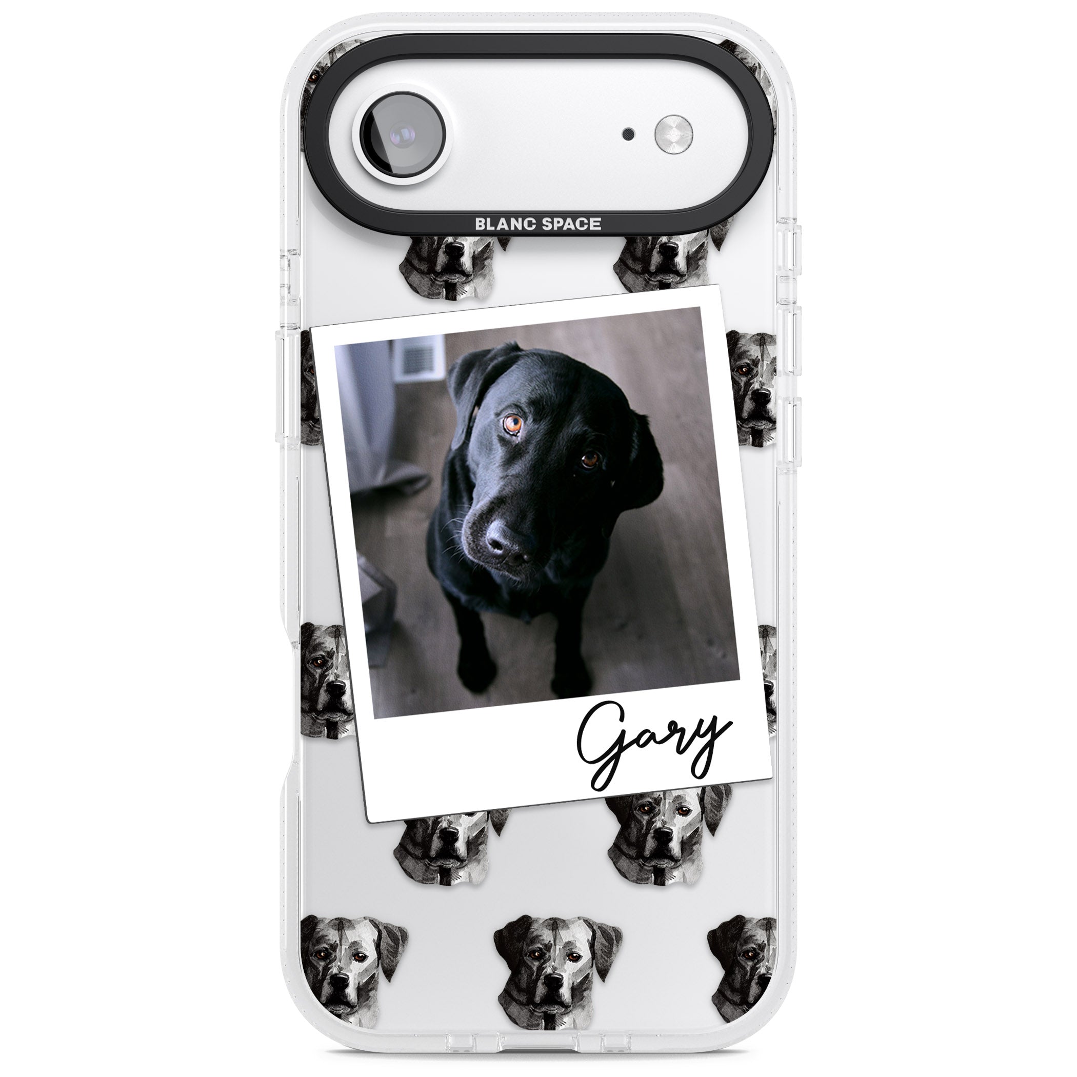 Personalised Black Labrador Instant Camera Photo iPhone 17 Air Impact Air Clear Phone Case