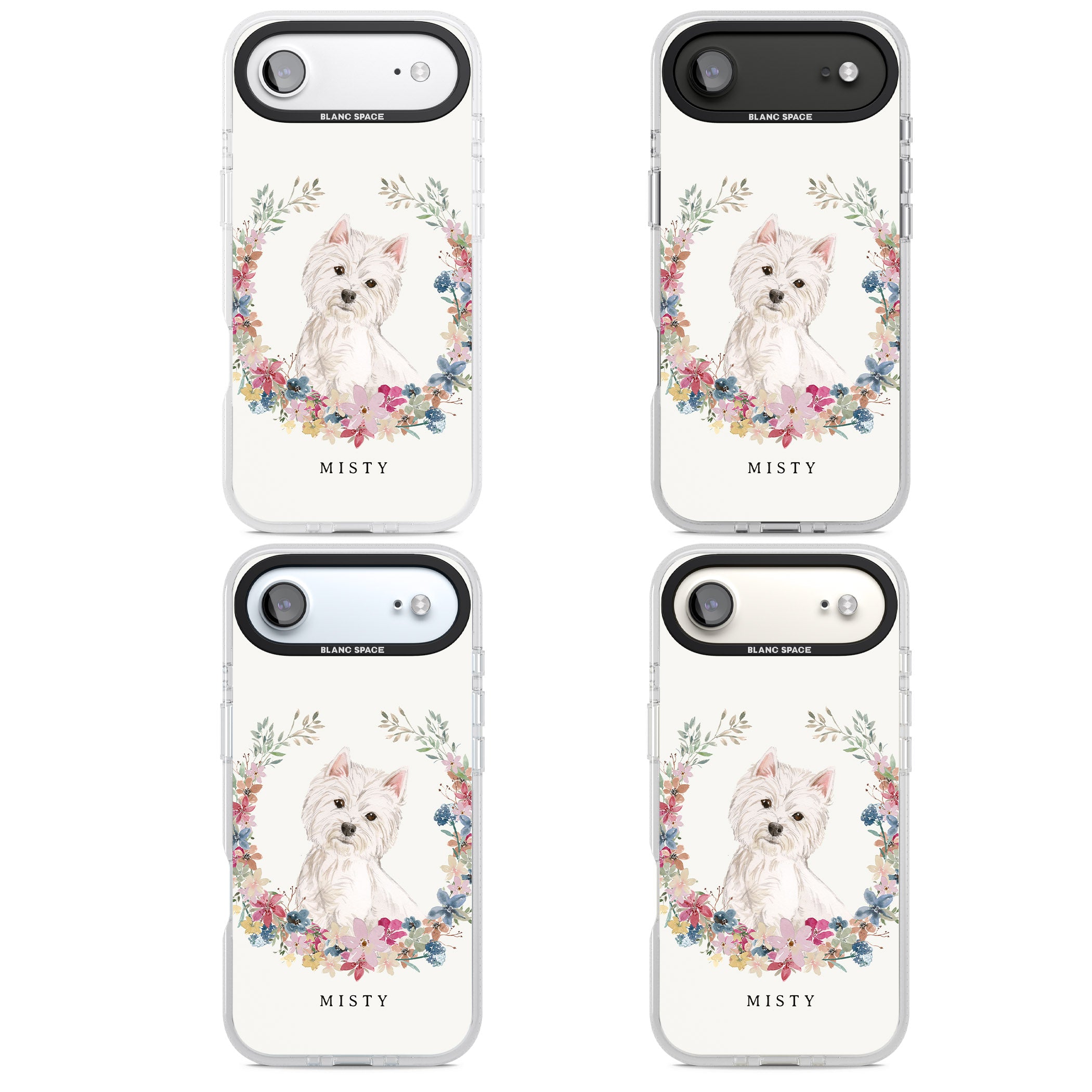 Personalised Westie Floral Portrait iPhone 17 Air Impact Air Clear Phone Case APT Impact Protection