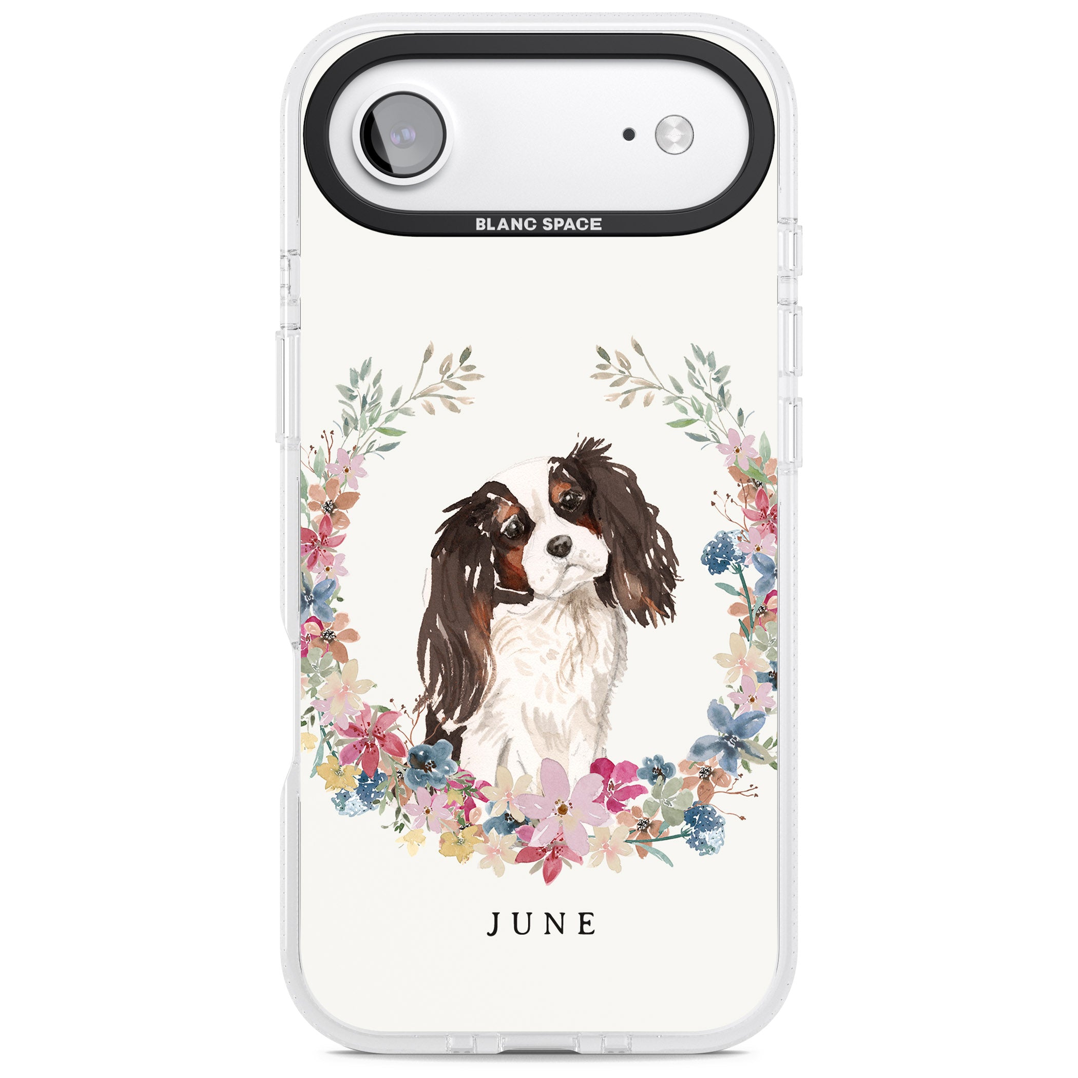 Personalised King Charles Floral Portrait iPhone 17 Air Impact Air Clear Phone Case