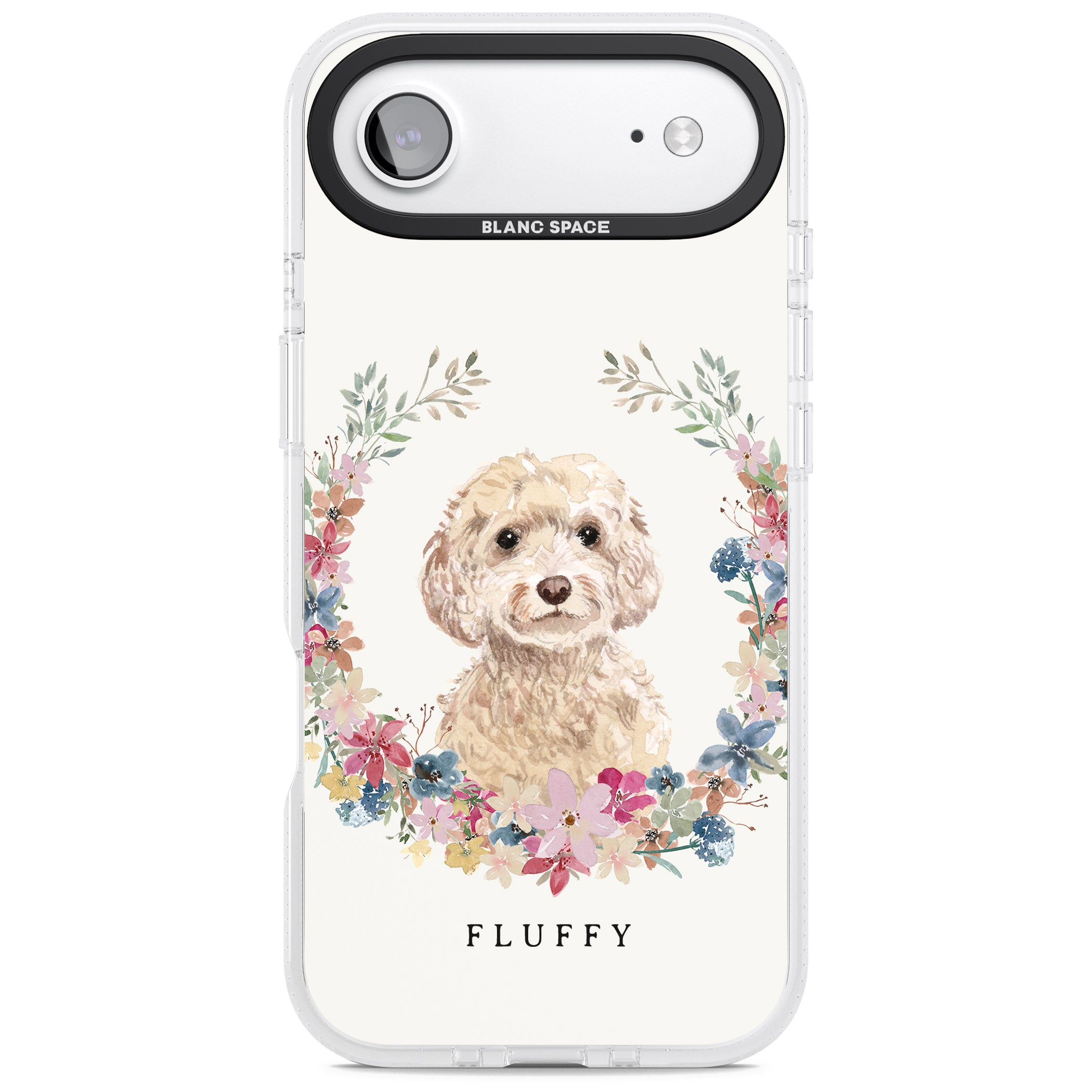 Personalised Champagne Cockapoo Floral Portrait iPhone 17 Air Impact Air Clear Phone Case
