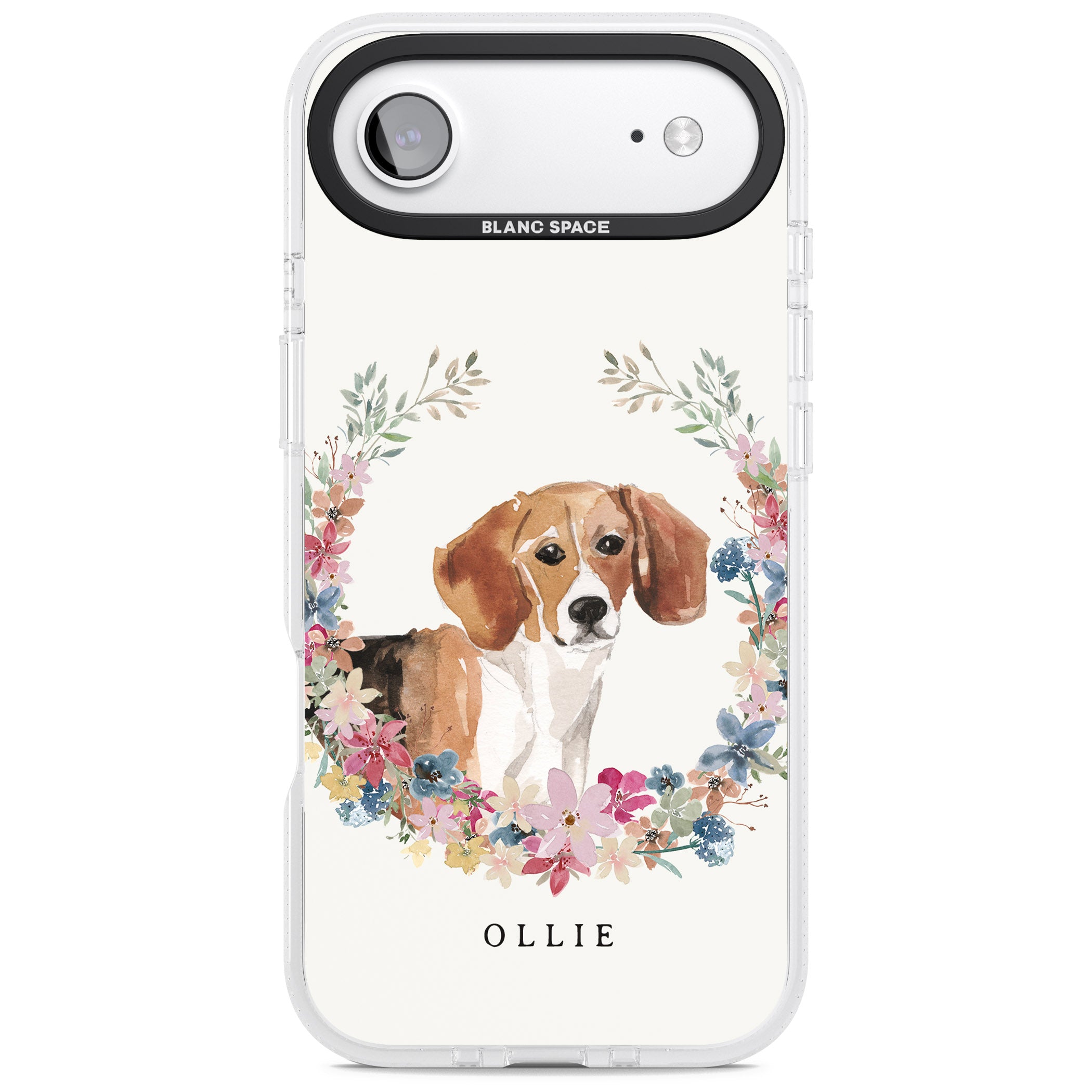 Personalised Beagle Floral Portrait iPhone 17 Air Impact Air Clear Phone Case