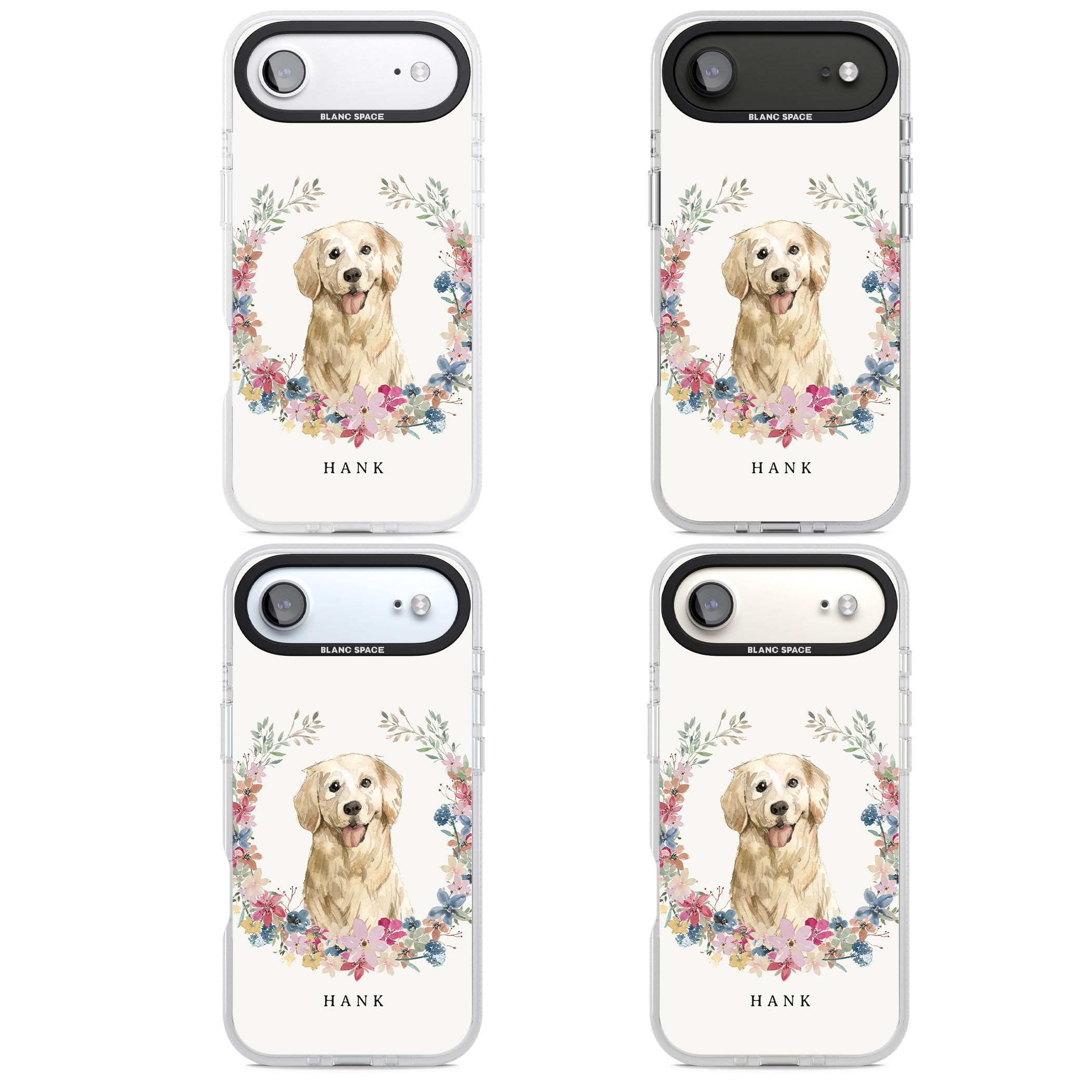 Personalised Golden Retriever Floral Portrait iPhone 17 Air Impact Air Clear Phone Case APT Impact Protection