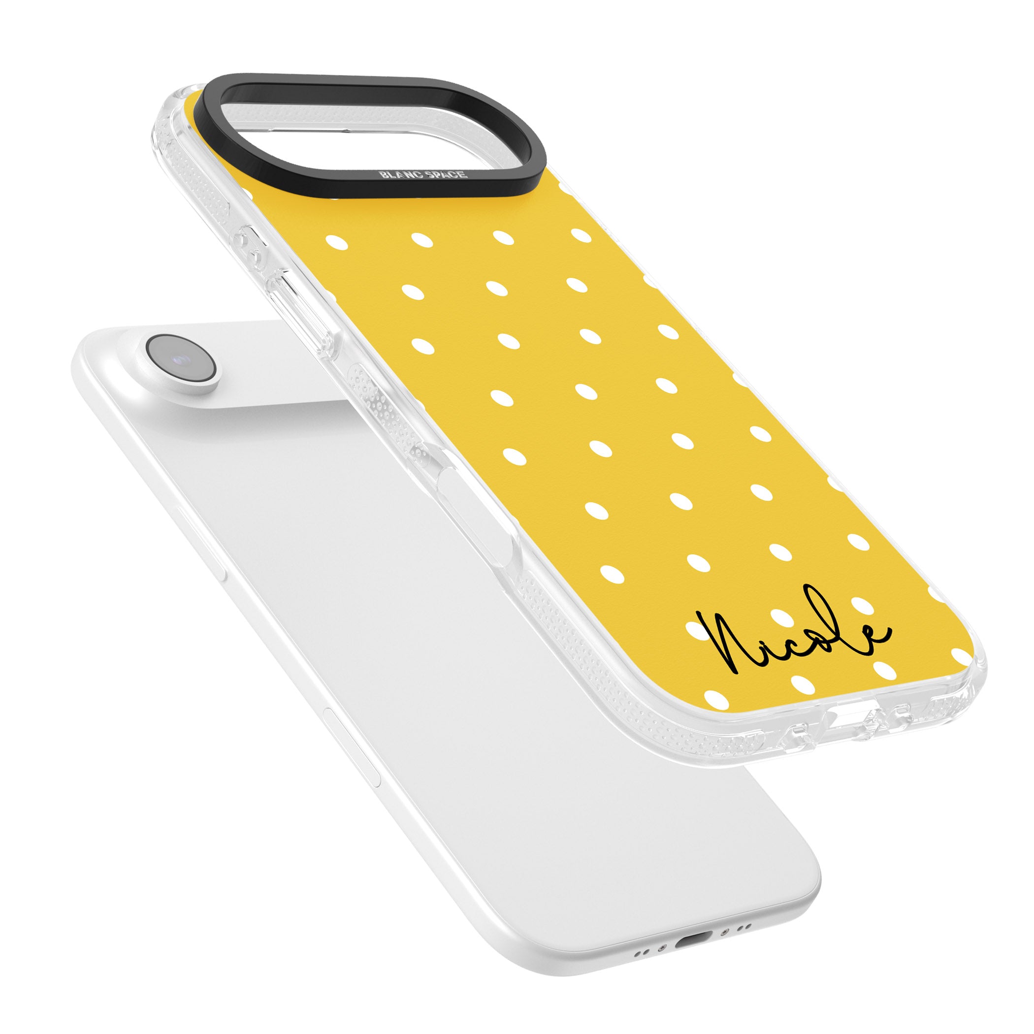 Personalised Yellow Polka Dot iPhone 17 Air Impact Air Clear Phone Case Colours
