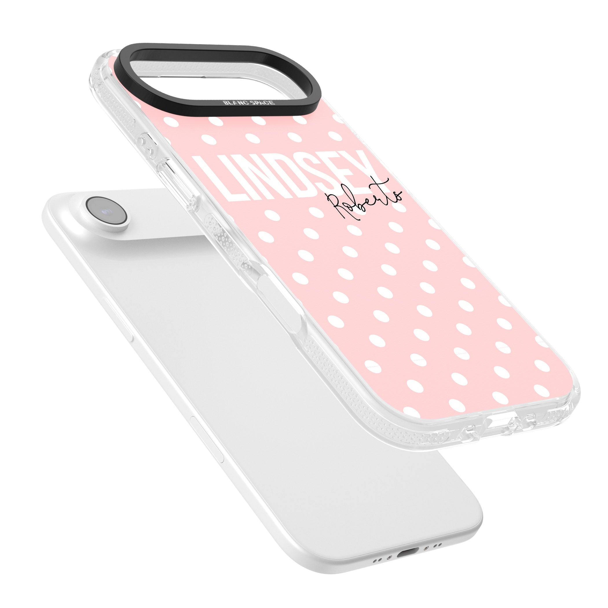 Personalised Pink Polka iPhone 17 Air Impact Air Clear Phone Case Colours