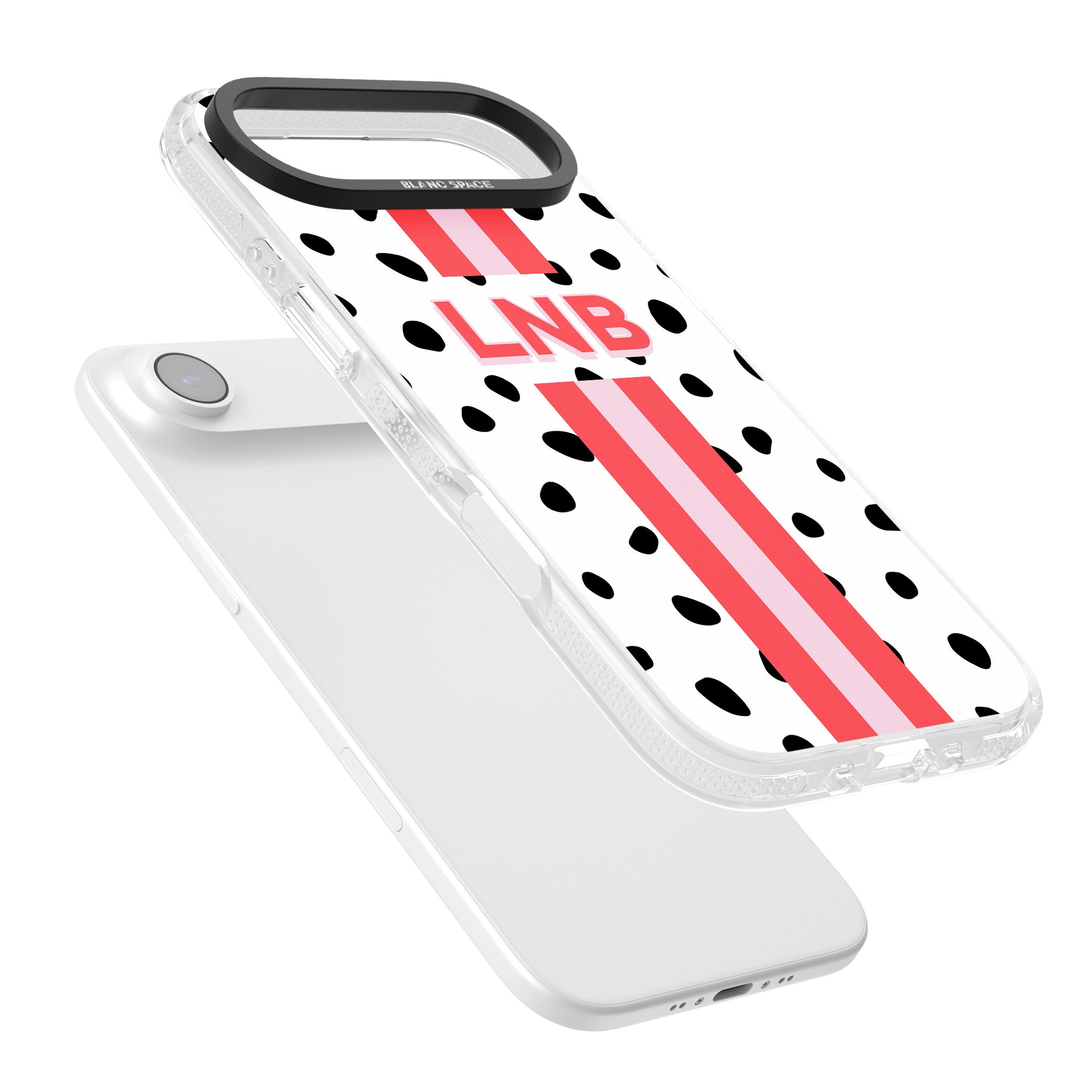Personalised Polka & Pink Stripe iPhone 17 Air Impact Air Clear Phone Case Colours