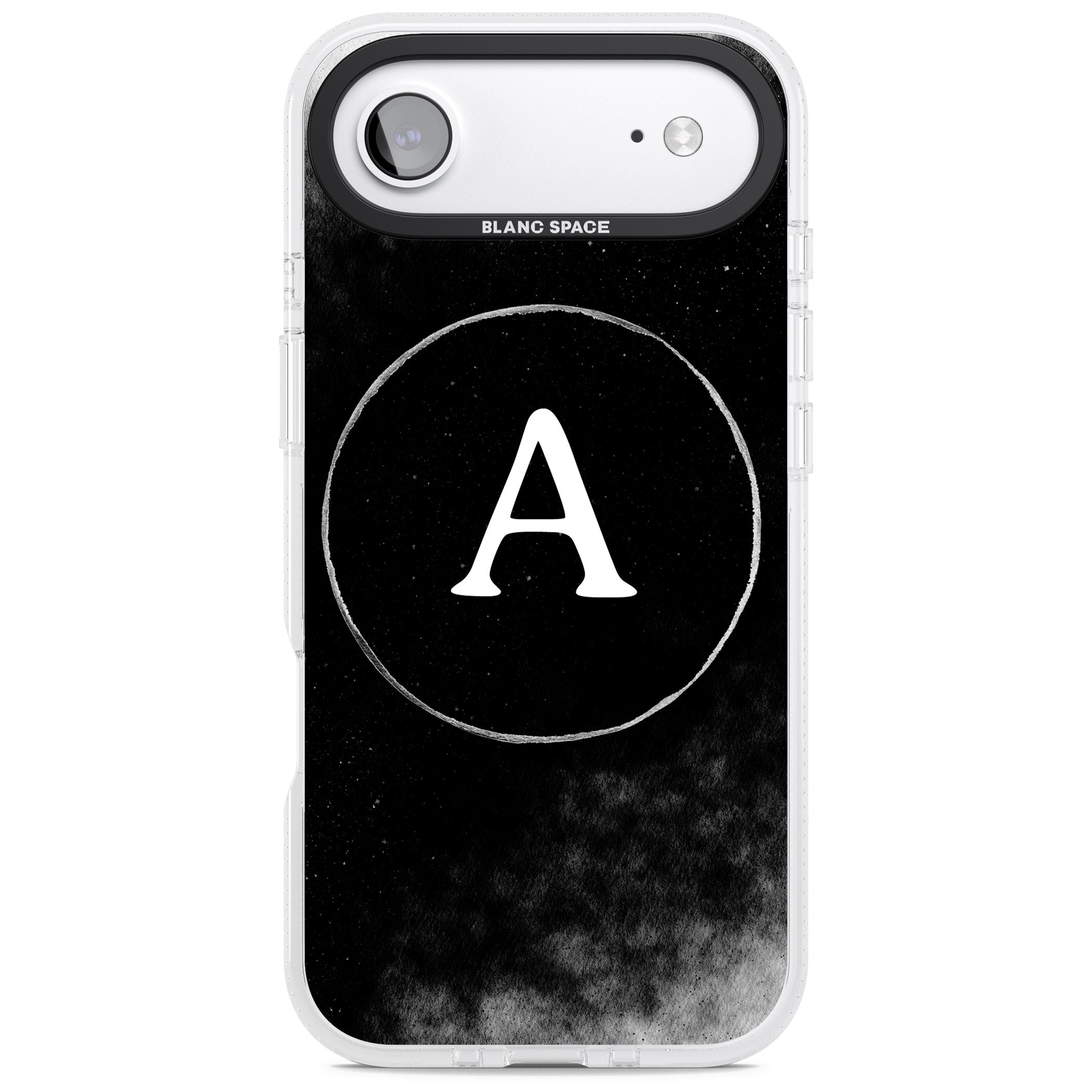 Personalised Monochrome Cosmic Monogram iPhone 17 Air Impact Air Clear Phone Case