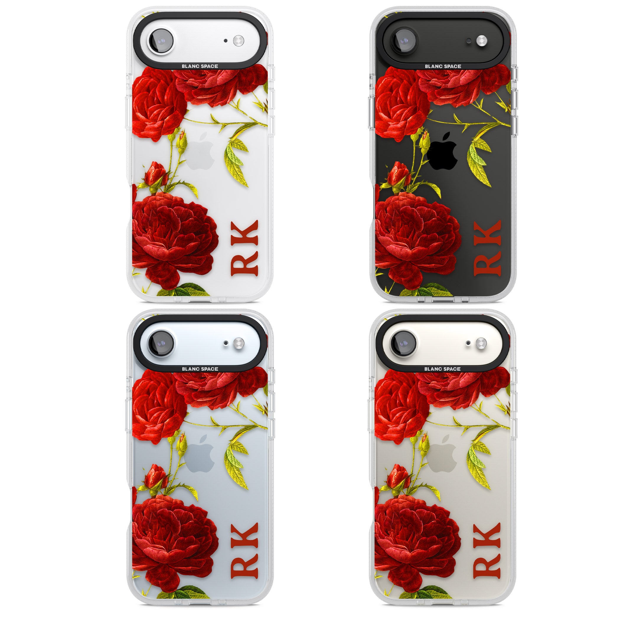 Personalised Vintage Floral Red Roses iPhone 17 Air Impact Air Clear Phone Case APT Impact Protection