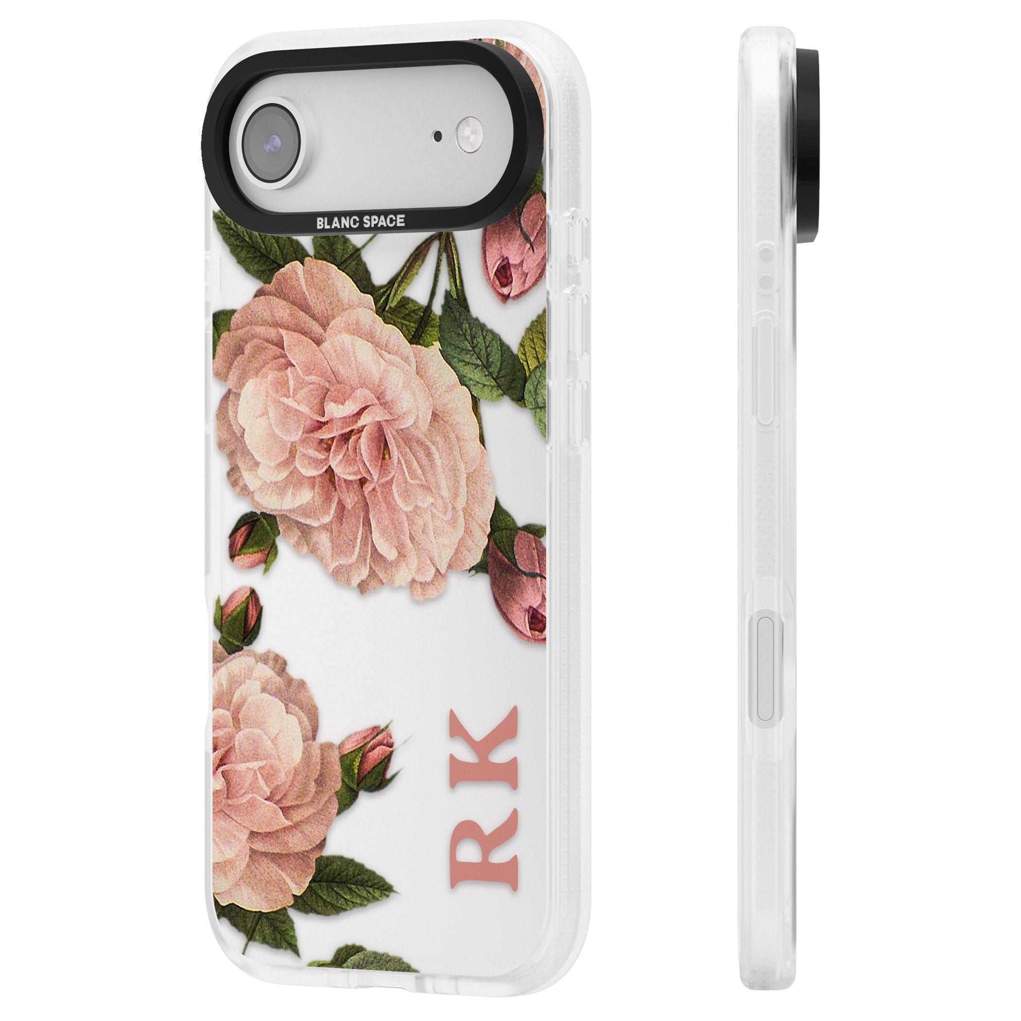 Personalised Vintage Floral iPhone 17 Air Impact Air Clear Phone Case Side Profile