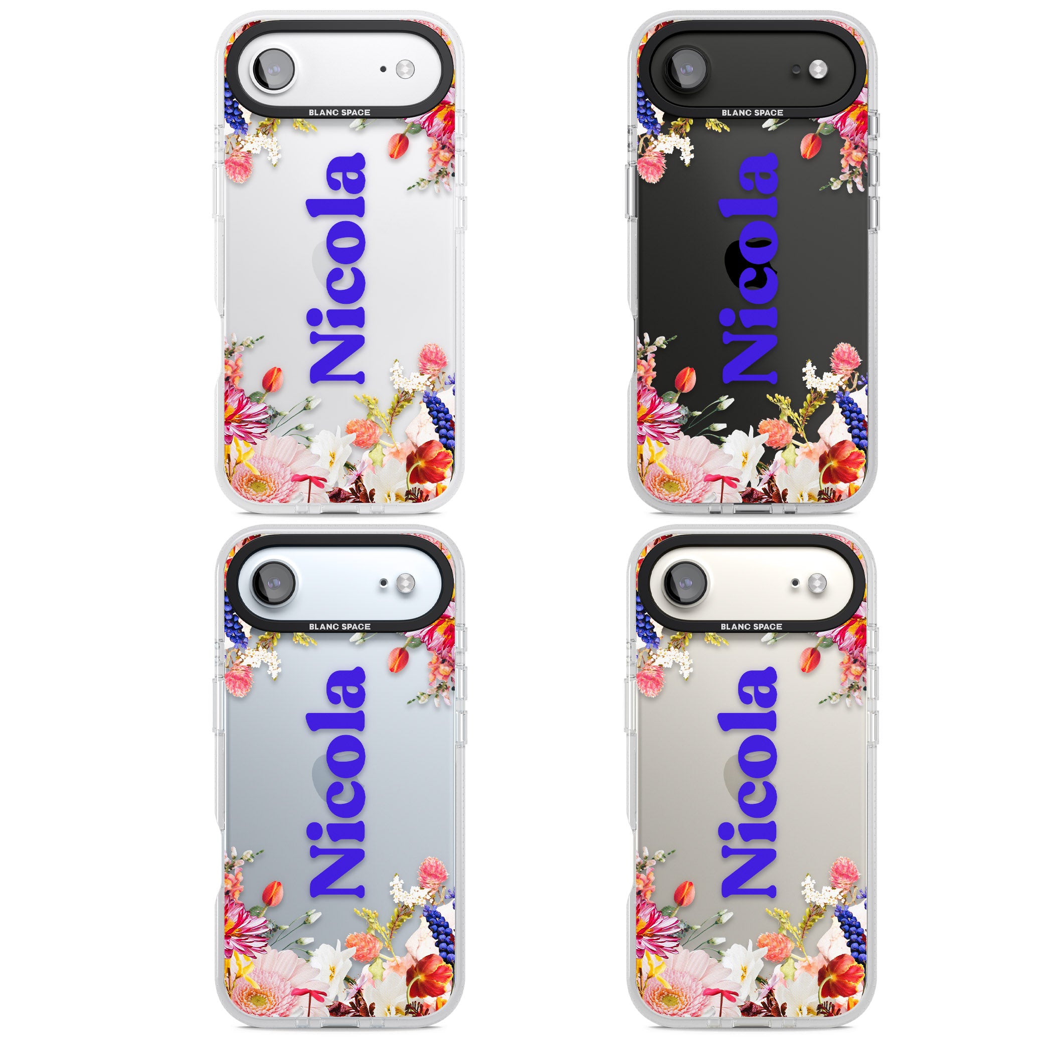 Personalised Floral Name iPhone 17 Air Impact Air Clear Phone Case APT Impact Protection