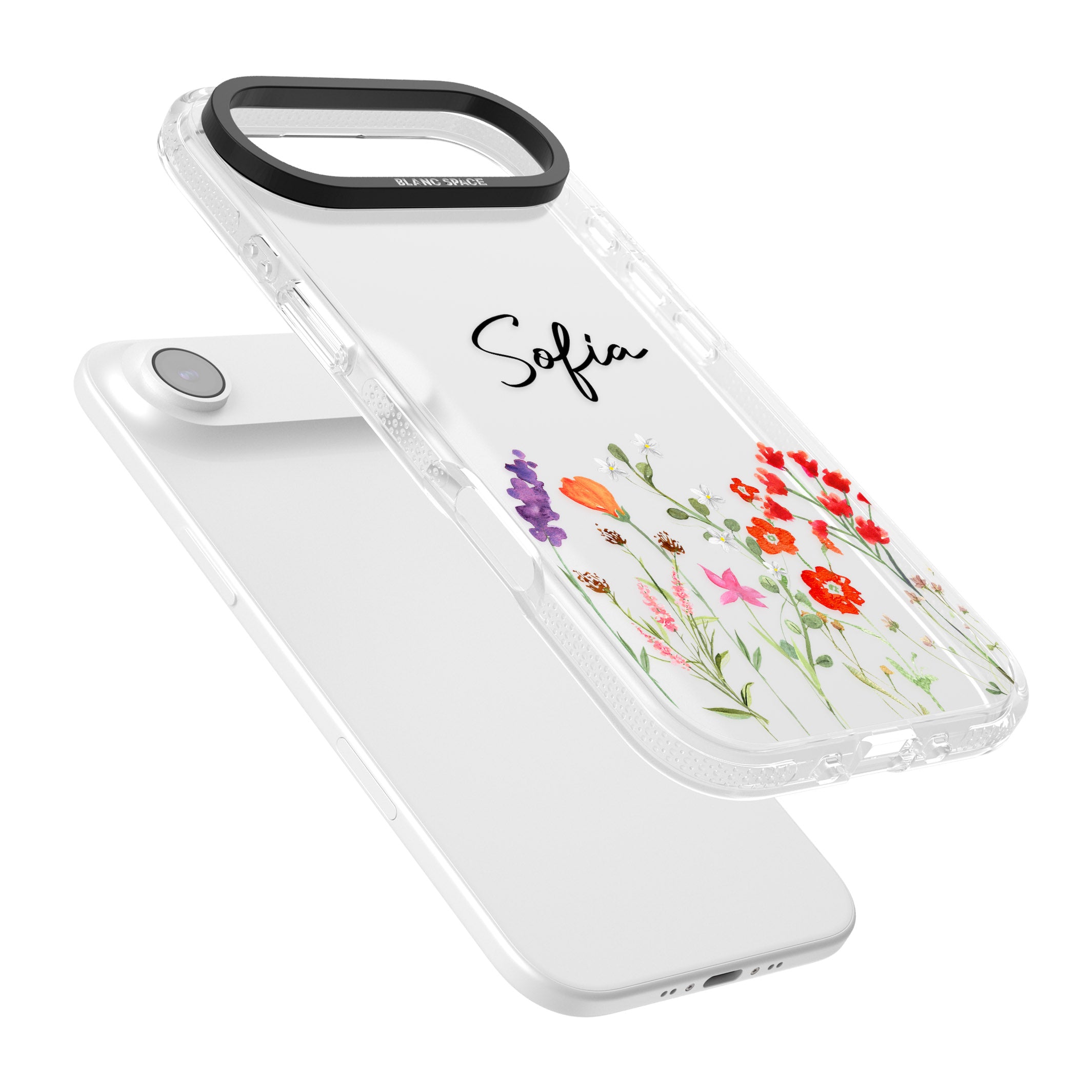 Personalised Spring Wildflowers iPhone 17 Air Impact Air Clear Phone Case Colours