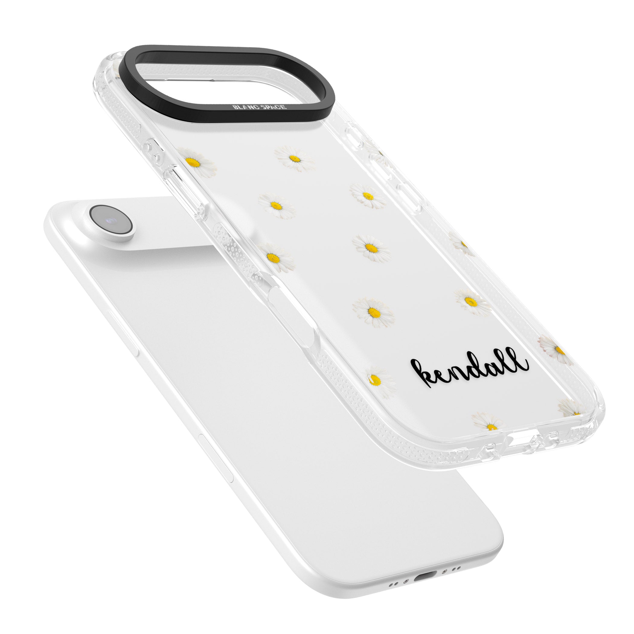 Personalised White Daisies & Cursive iPhone 17 Air Impact Air Clear Phone Case Colours
