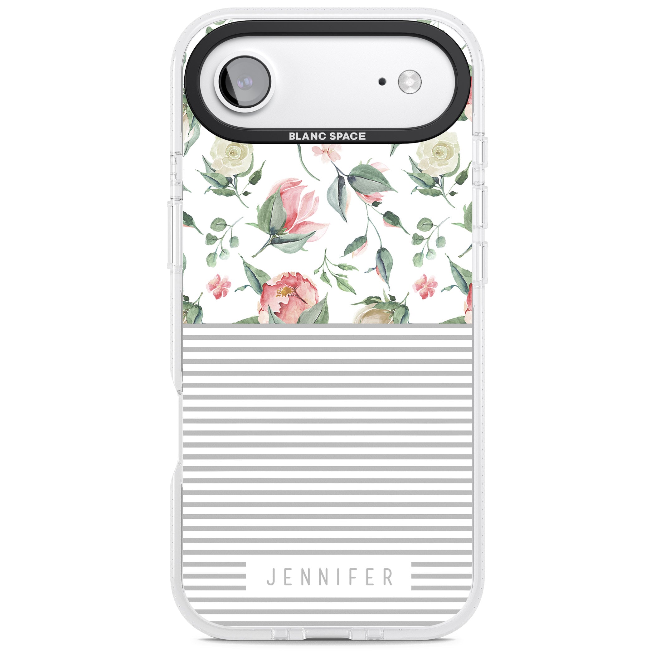 Personalised Light Floral Pattern & Stripes iPhone 17 Air Impact Air Clear Phone Case