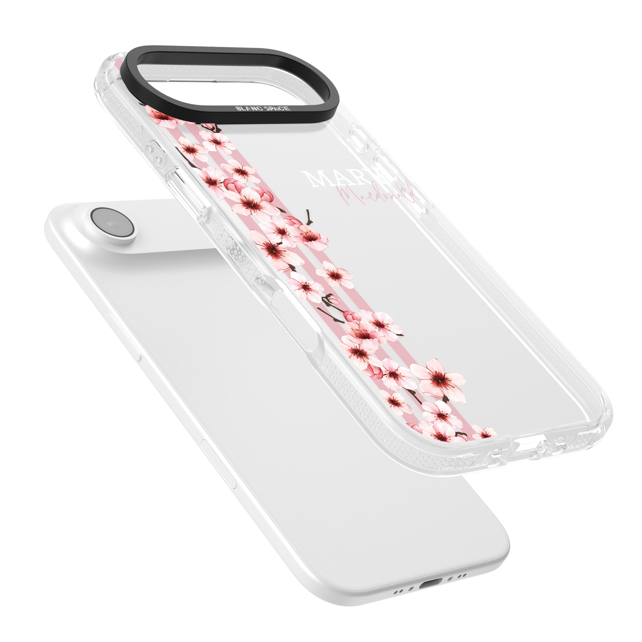 Personalised Cherry Blossom Stripes iPhone 17 Air Impact Air Clear Phone Case Colours