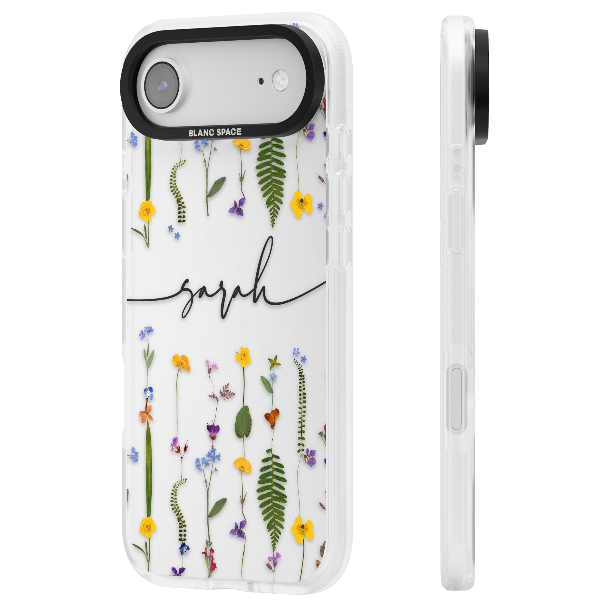 Personalised Wildflower Chain iPhone 17 Air Impact Air Clear Phone Case Side Profile