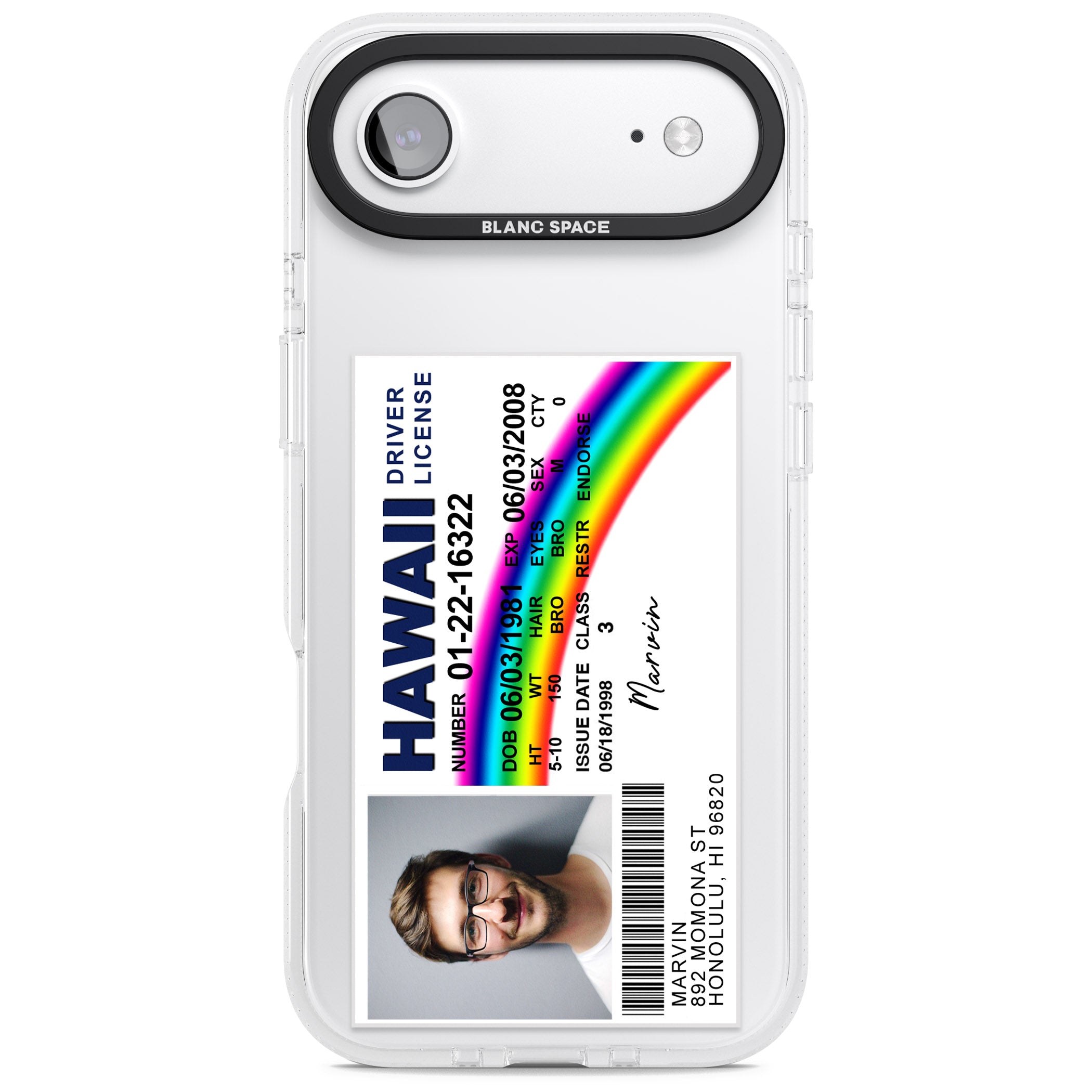 Personalised Hawaii Driving License iPhone 17 Air Impact Air Clear Phone Case