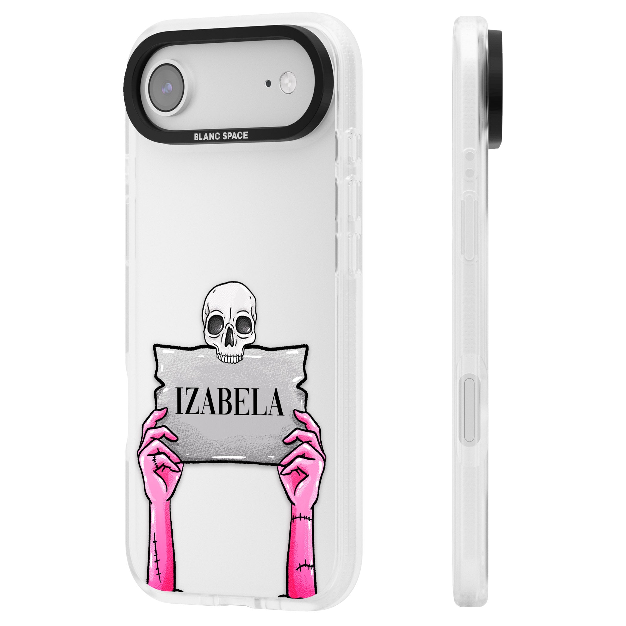 Personalised Grave Plaque iPhone 17 Air Impact Air Clear Phone Case Side Profile