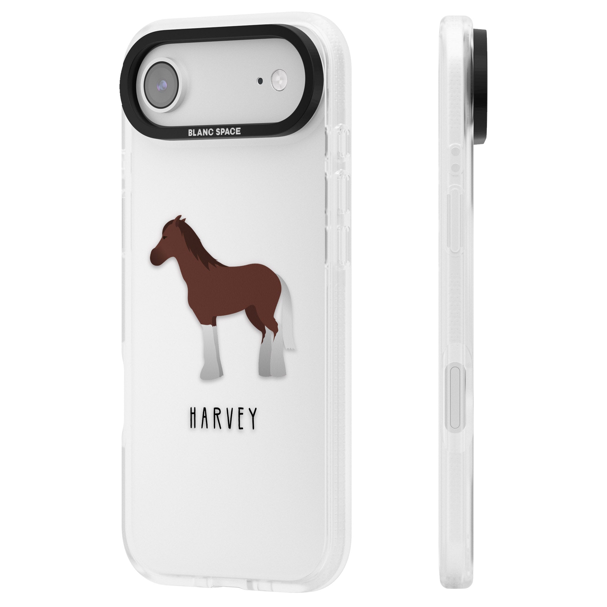 Personalised Brown Horse iPhone 17 Air Impact Air Clear Phone Case Side Profile