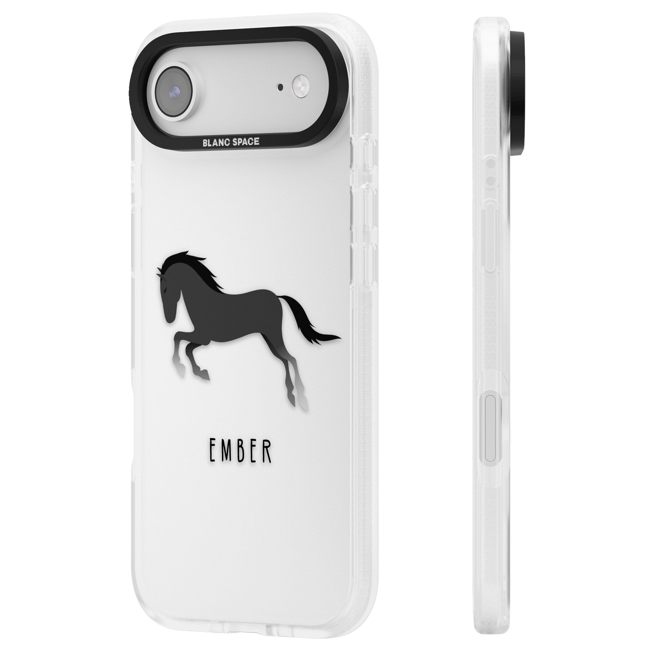 Personalised Black Horse iPhone 17 Air Impact Air Clear Phone Case Side Profile