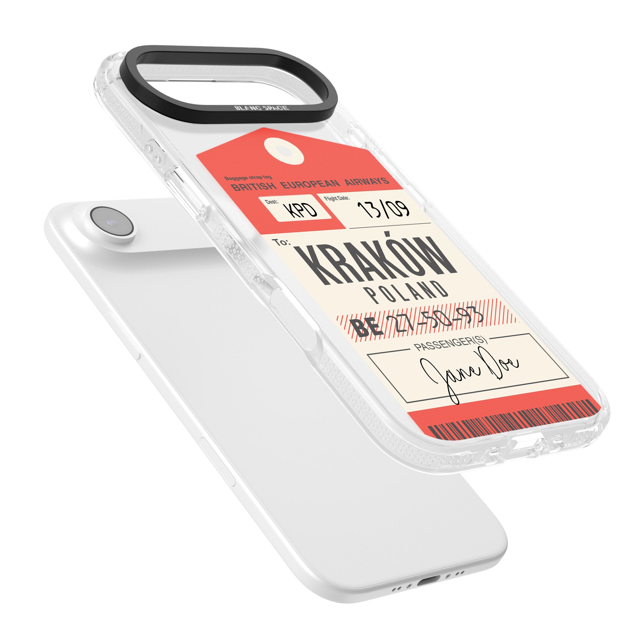 Personalised Vintage Bea Luggage Tag iPhone 17 Air Impact Air Clear Phone Case Colours