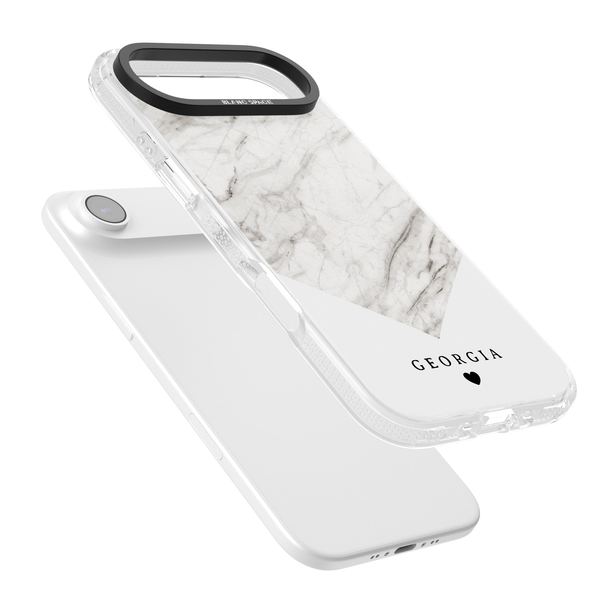 Personalised White Marble iPhone 17 Air Impact Air Clear Phone Case Colours