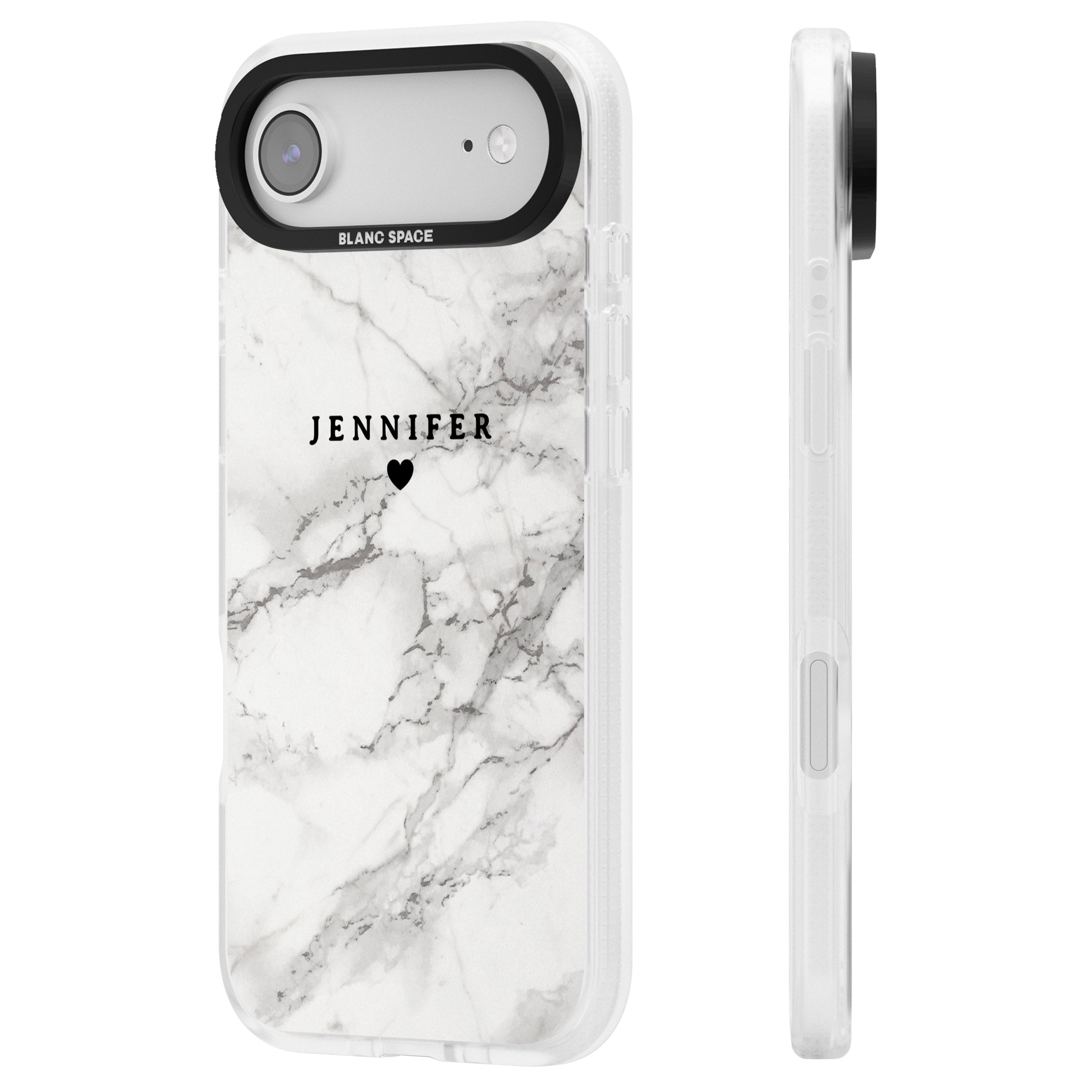 Personalised Classic Grey Marble iPhone 17 Air Impact Air Clear Phone Case Side Profile