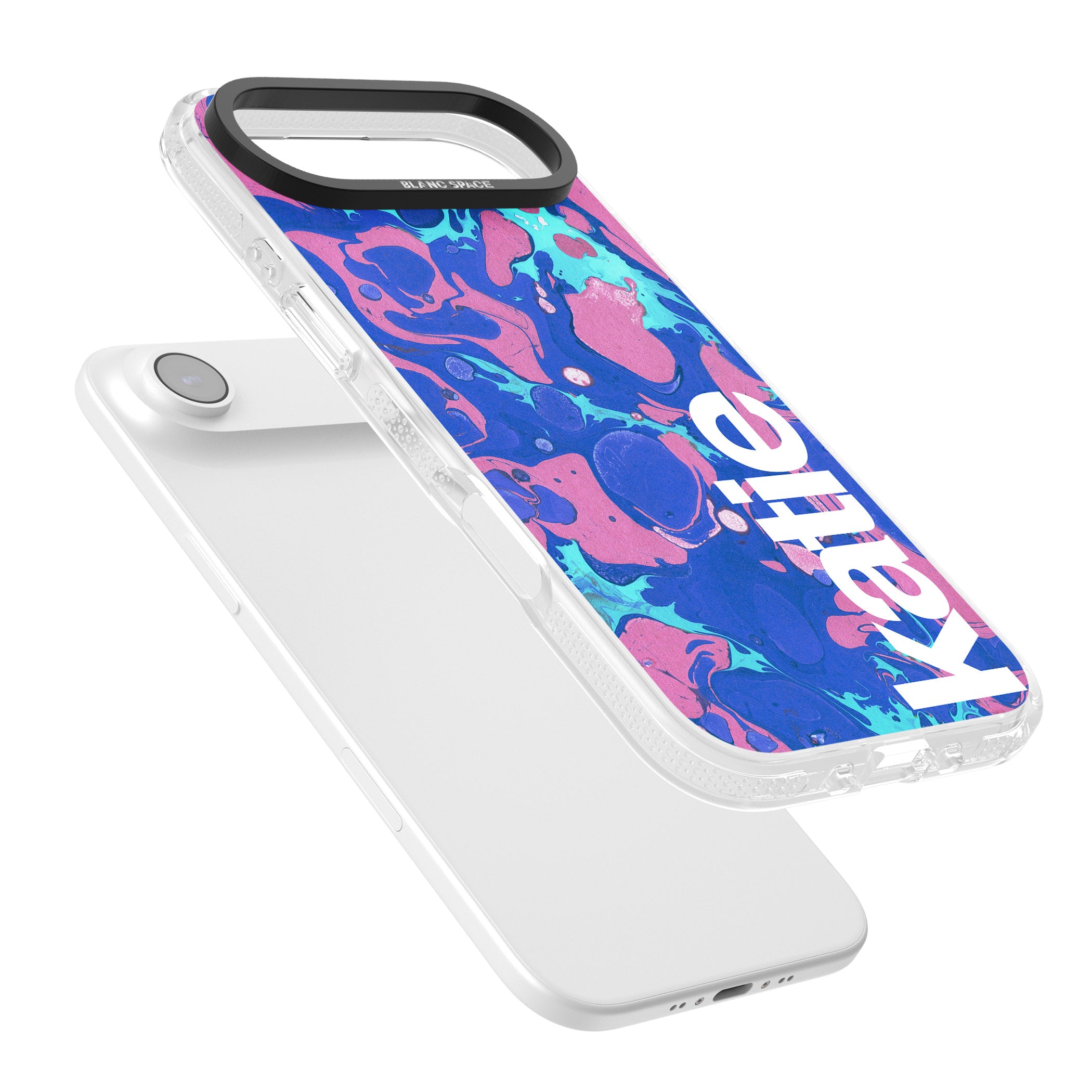 Personalised Navy & Turquoise Marbled iPhone 17 Air Impact Air Clear Phone Case Colours