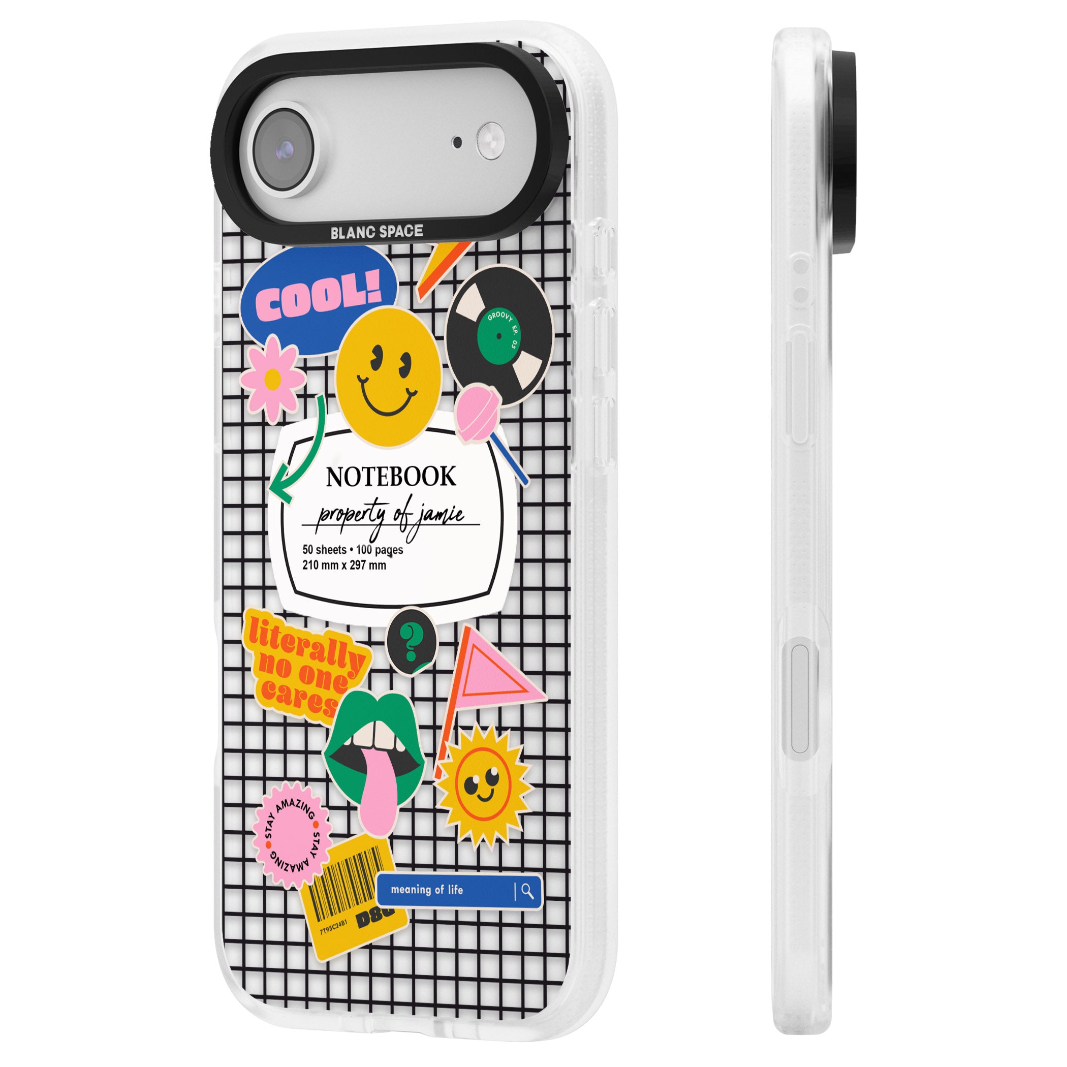 Personalised Sticker Mix Grid iPhone 17 Air Impact Air Clear Phone Case Side Profile