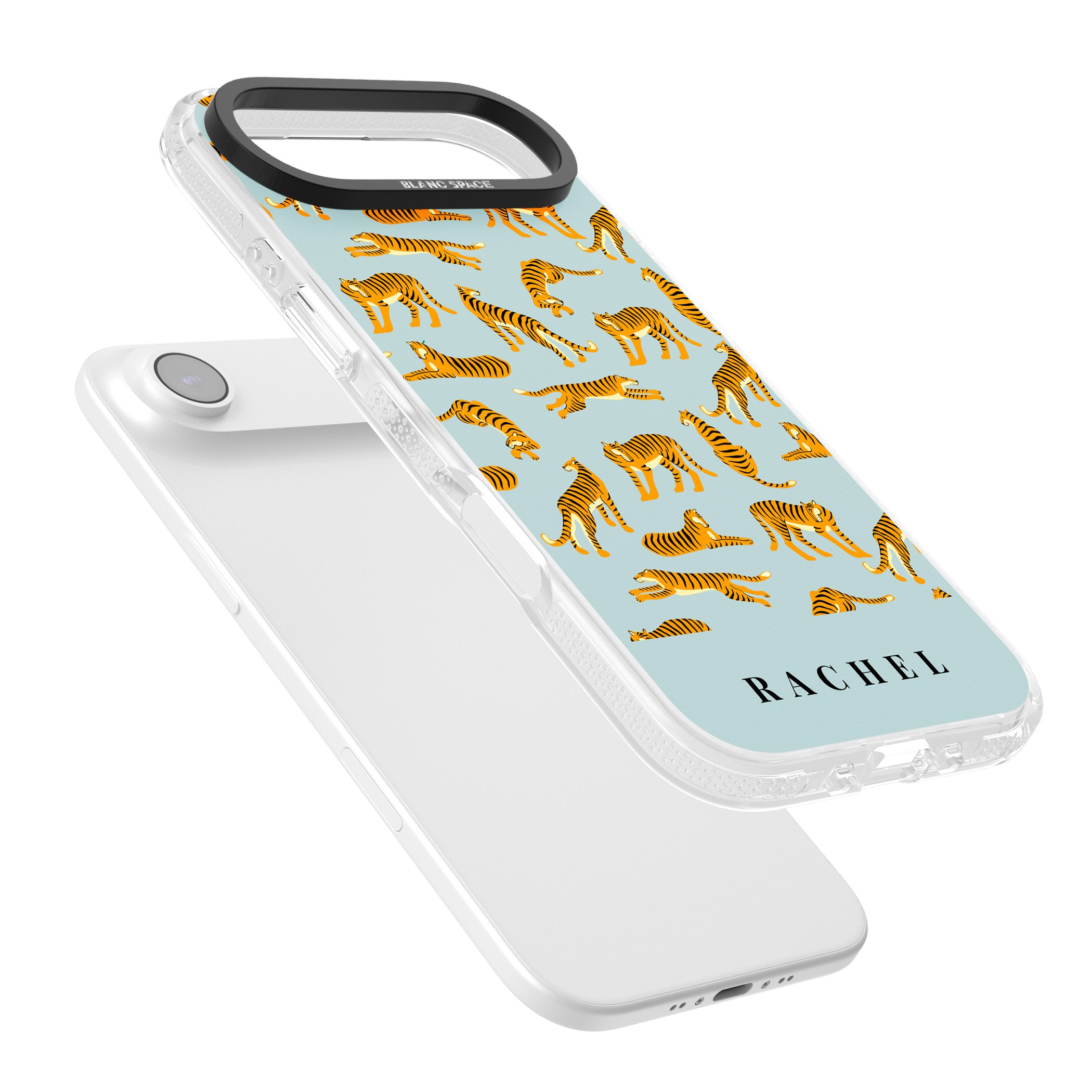 Personalised Turquoise Tiger Pattern iPhone 17 Air Impact Air Clear Phone Case Colours