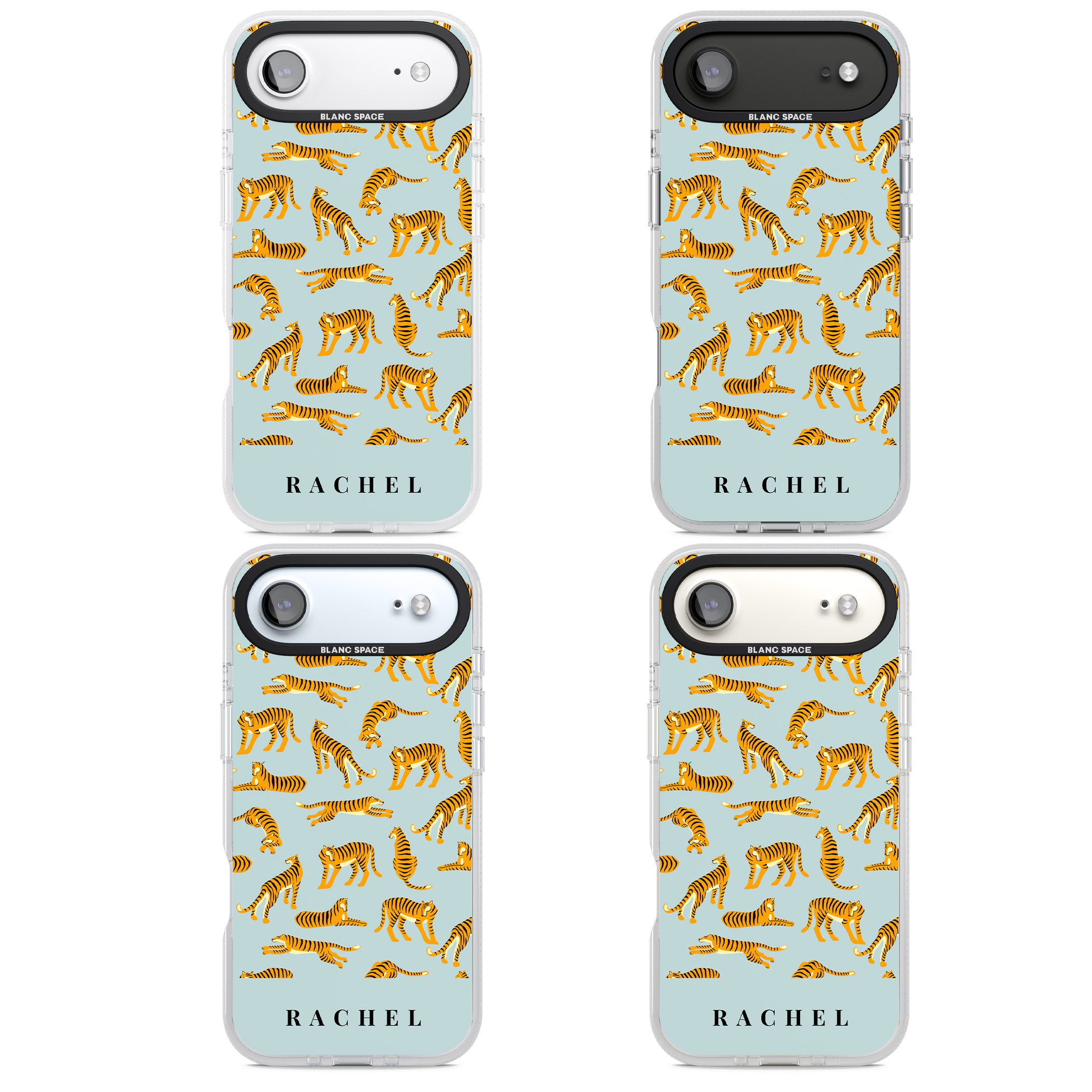 Personalised Turquoise Tiger Pattern iPhone 17 Air Impact Air Clear Phone Case APT Impact Protection