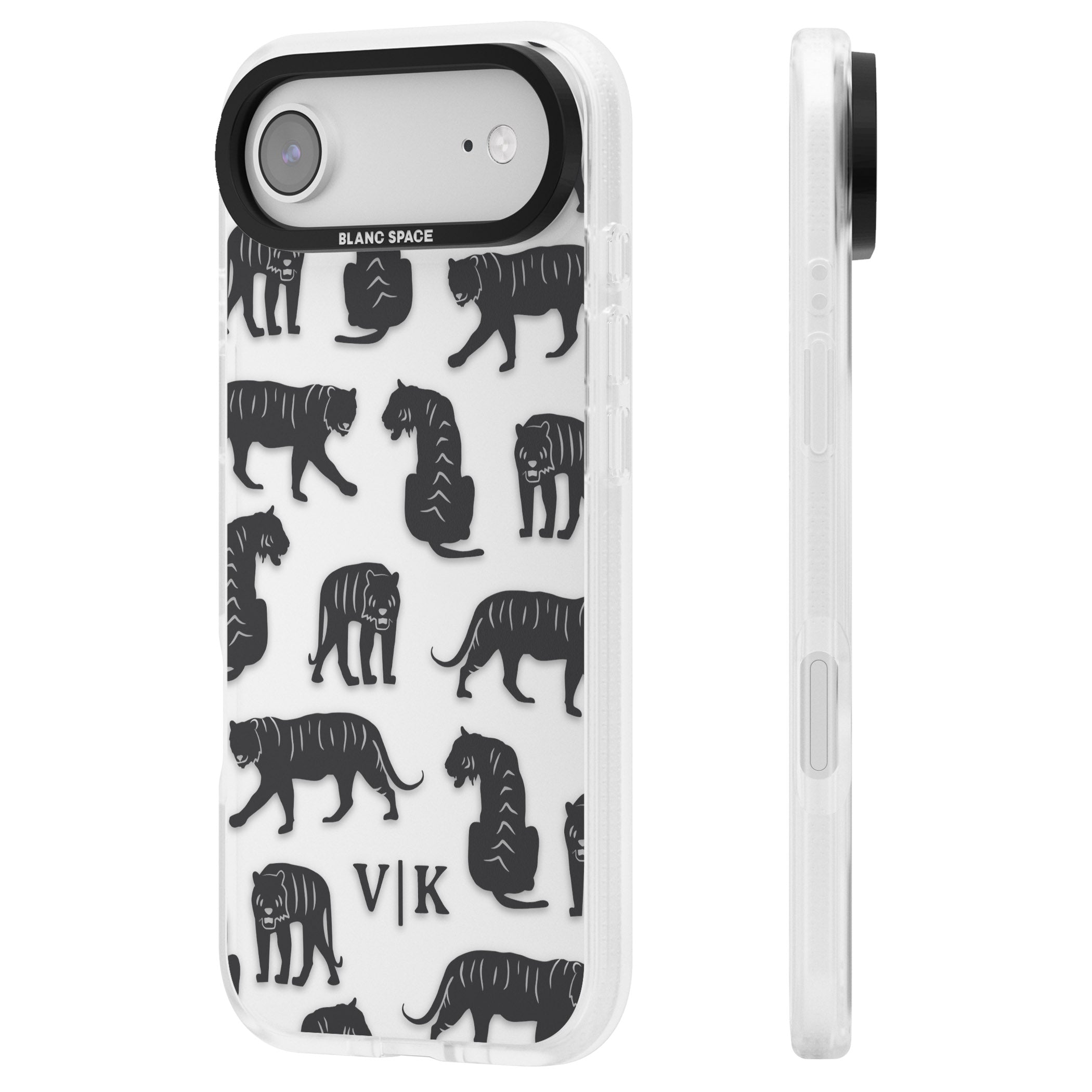 Personalised Tiger Silhouettes iPhone 17 Air Impact Air Clear Phone Case Side Profile