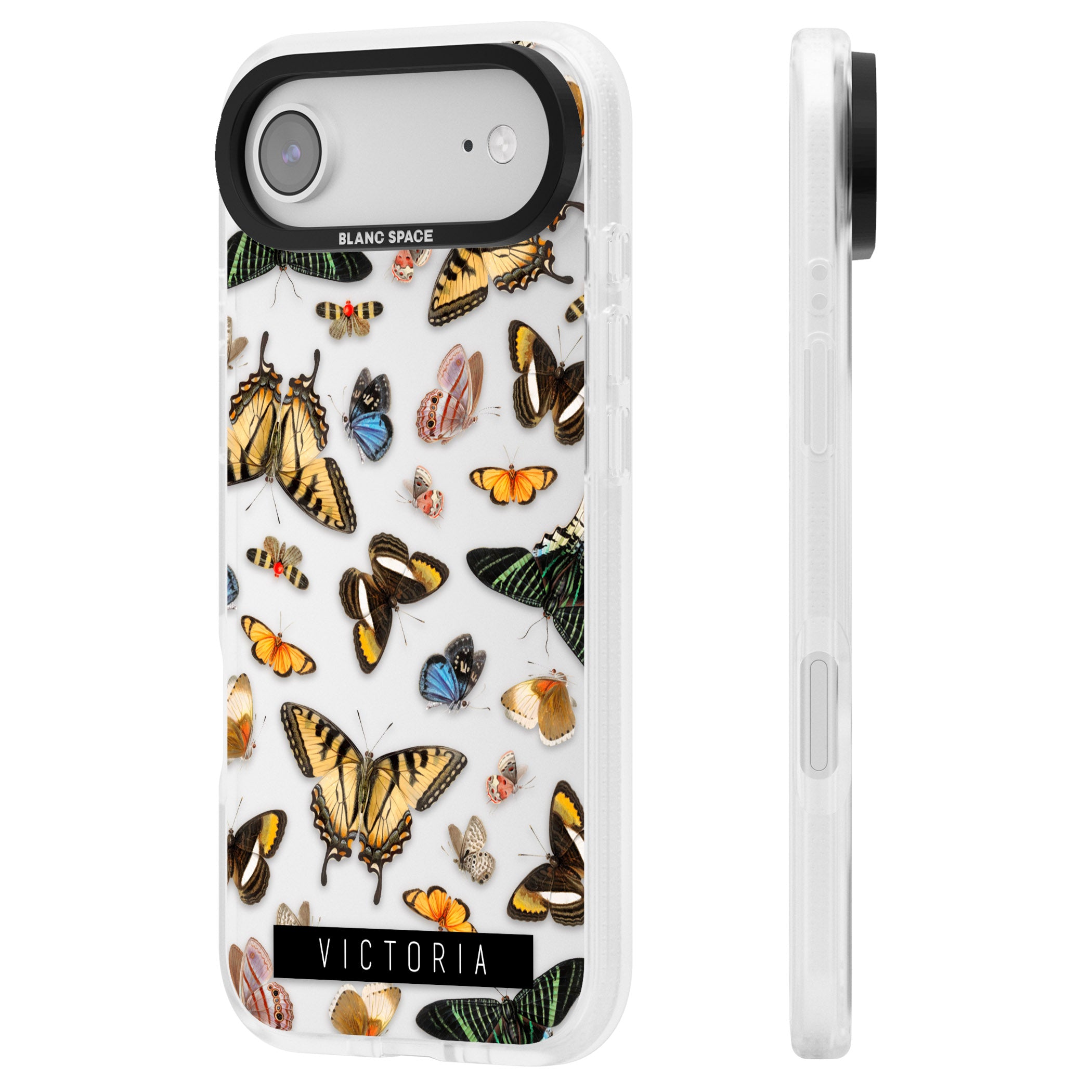 Personalised Butterfly Archive iPhone 17 Air Impact Air Clear Phone Case Side Profile