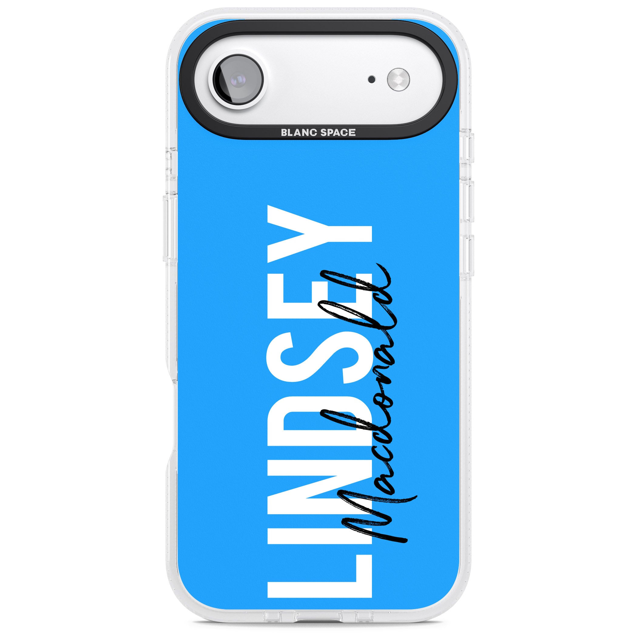 Personalised Bold Name: Blue iPhone 17 Air Impact Air Clear Phone Case