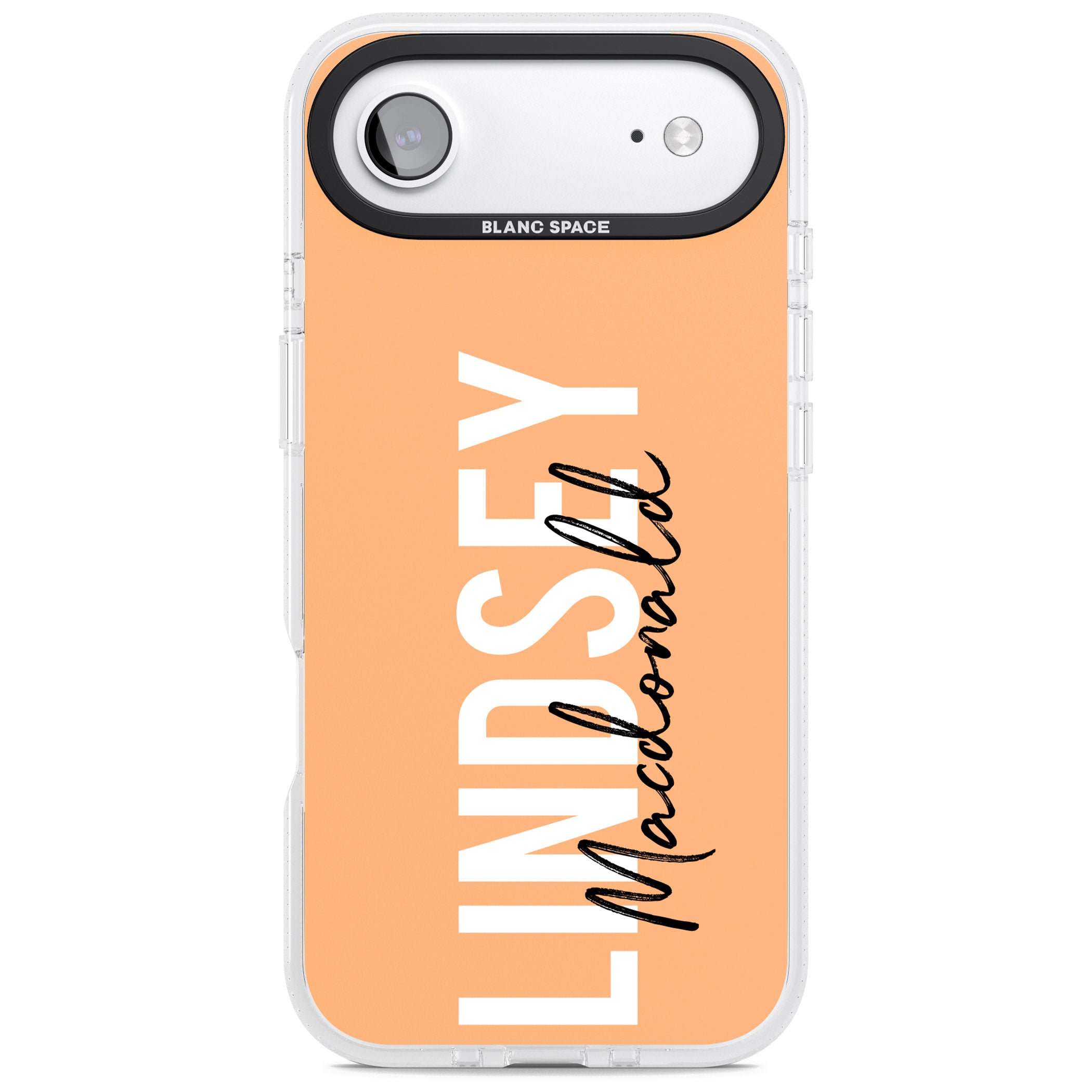 Personalised Bold Name: Peach iPhone 17 Air Impact Air Clear Phone Case