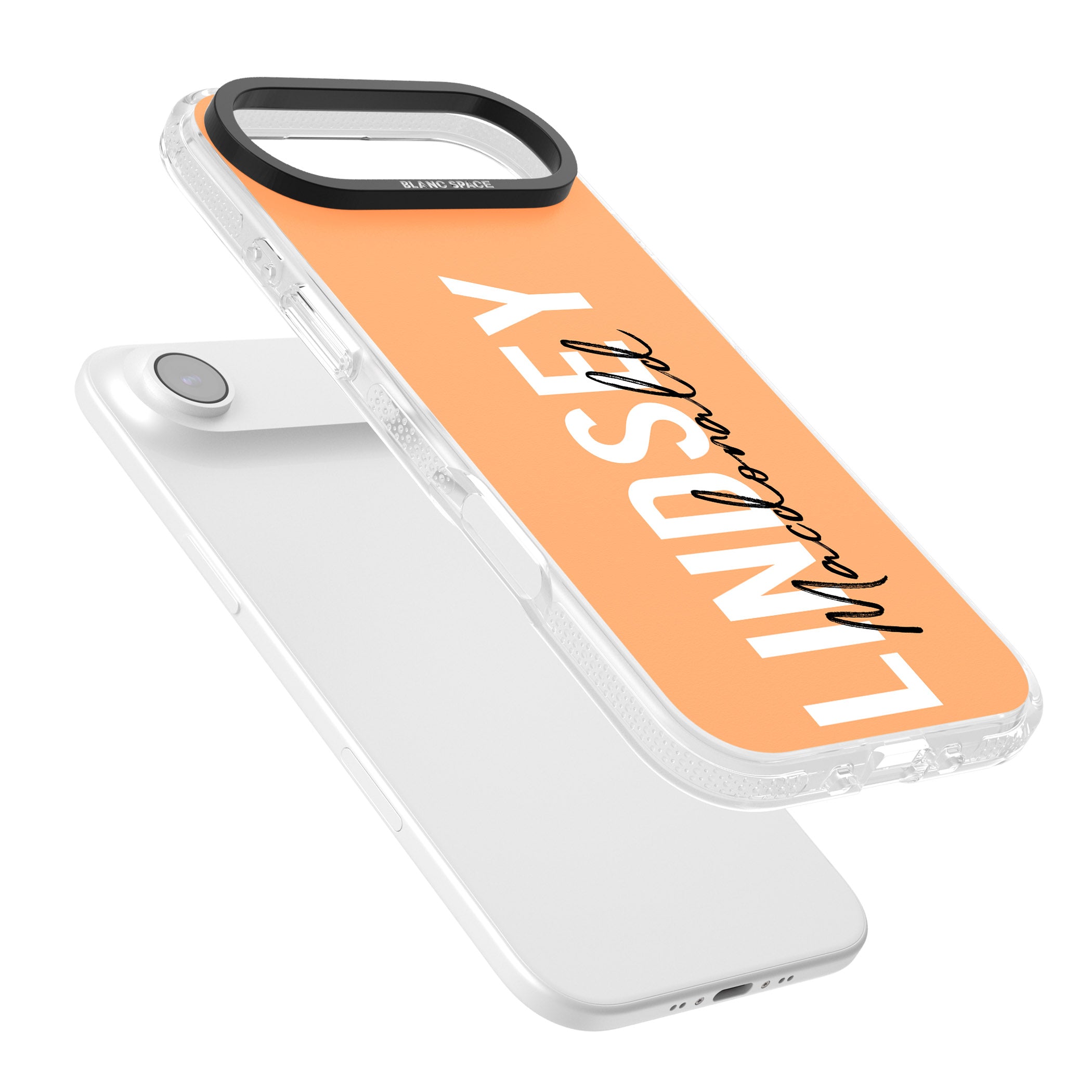 Personalised Bold Name: Peach iPhone 17 Air Impact Air Clear Phone Case Colours