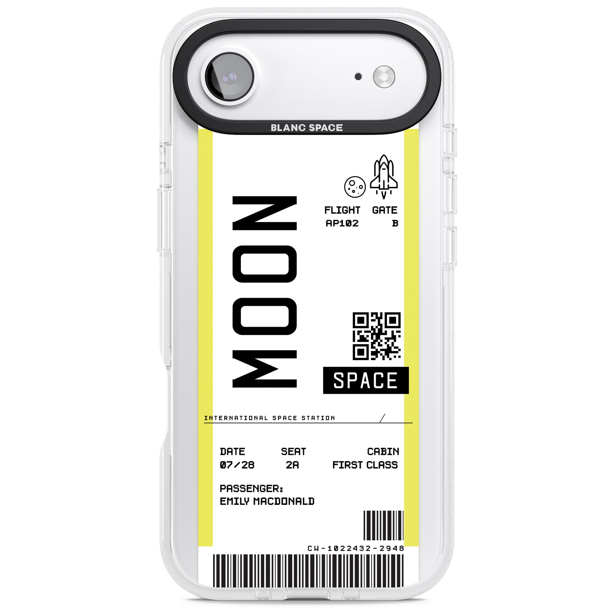 Personalised Moon Travel Ticket iPhone 17 Air Impact Air Clear Phone Case