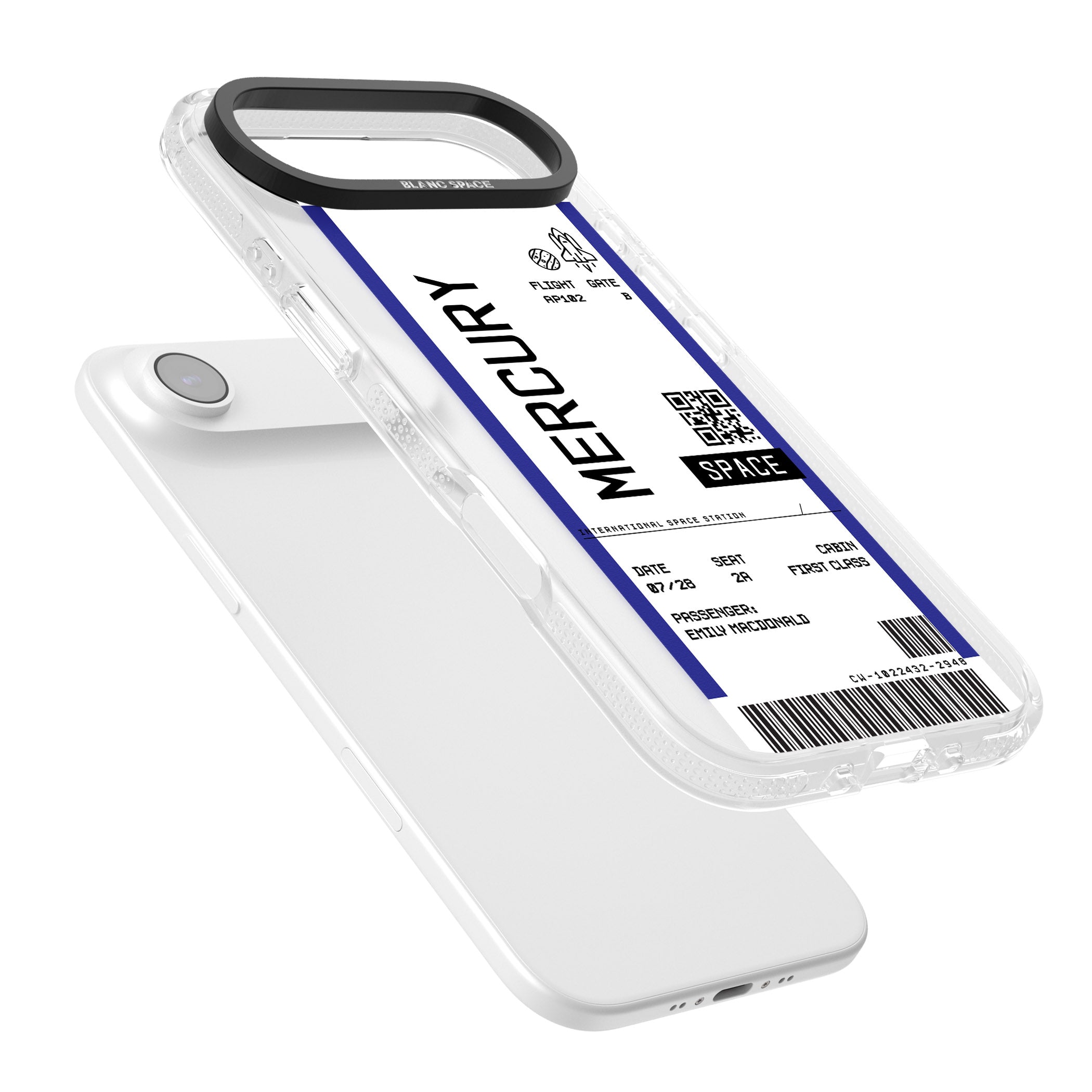 Personalised Mercury Travel Ticket iPhone 17 Air Impact Air Clear Phone Case Colours
