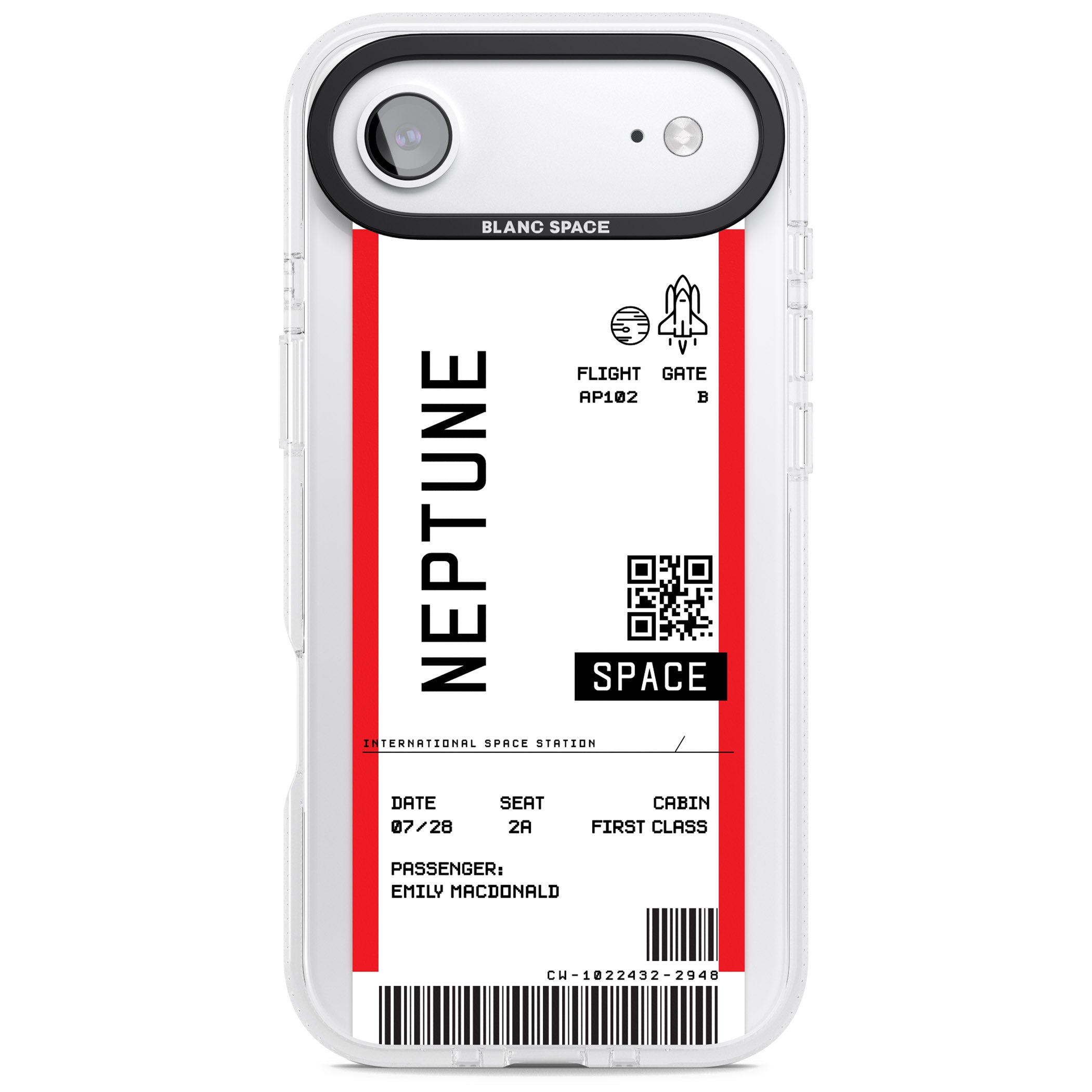 Personalised Neptune Travel Ticket iPhone 17 Air Impact Air Clear Phone Case