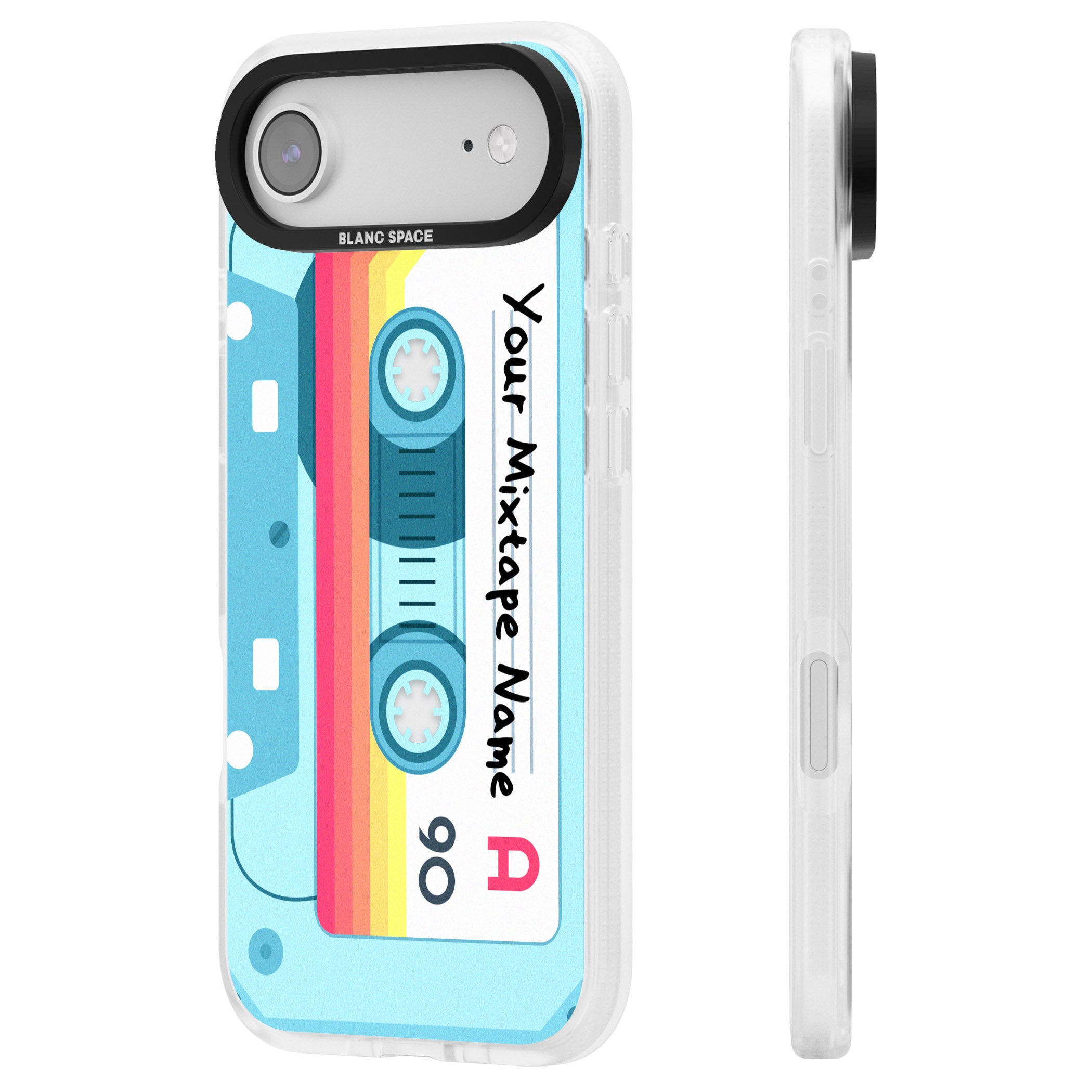 Personalised Retro Mixtape Sporty iPhone 17 Air Impact Air Clear Phone Case Side Profile