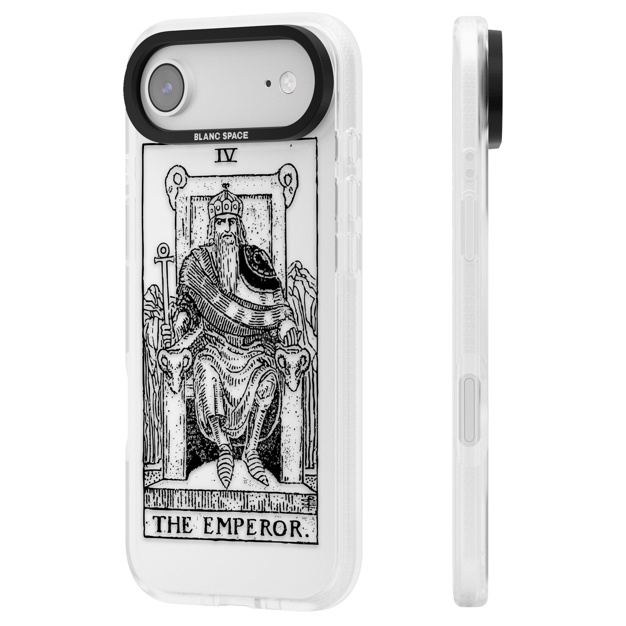 Personalised The Emperor Tarot iPhone 17 Air Impact Air Clear Phone Case Side Profile