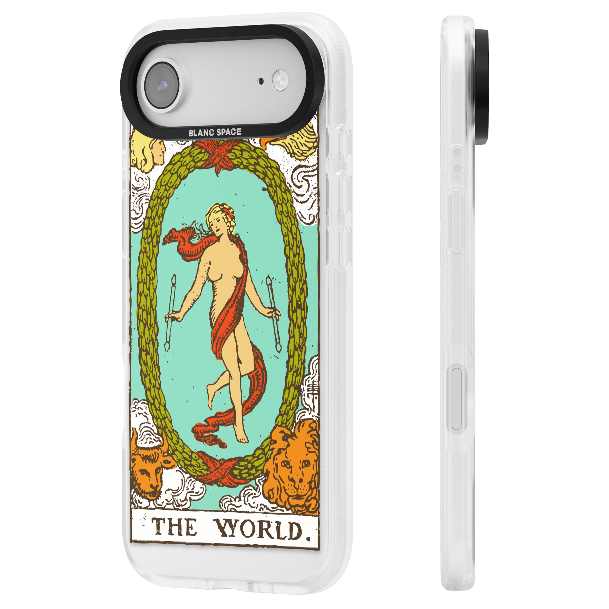 Personalised The World Tarot Card (Color) iPhone 17 Air Impact Air Clear Phone Case Side Profile