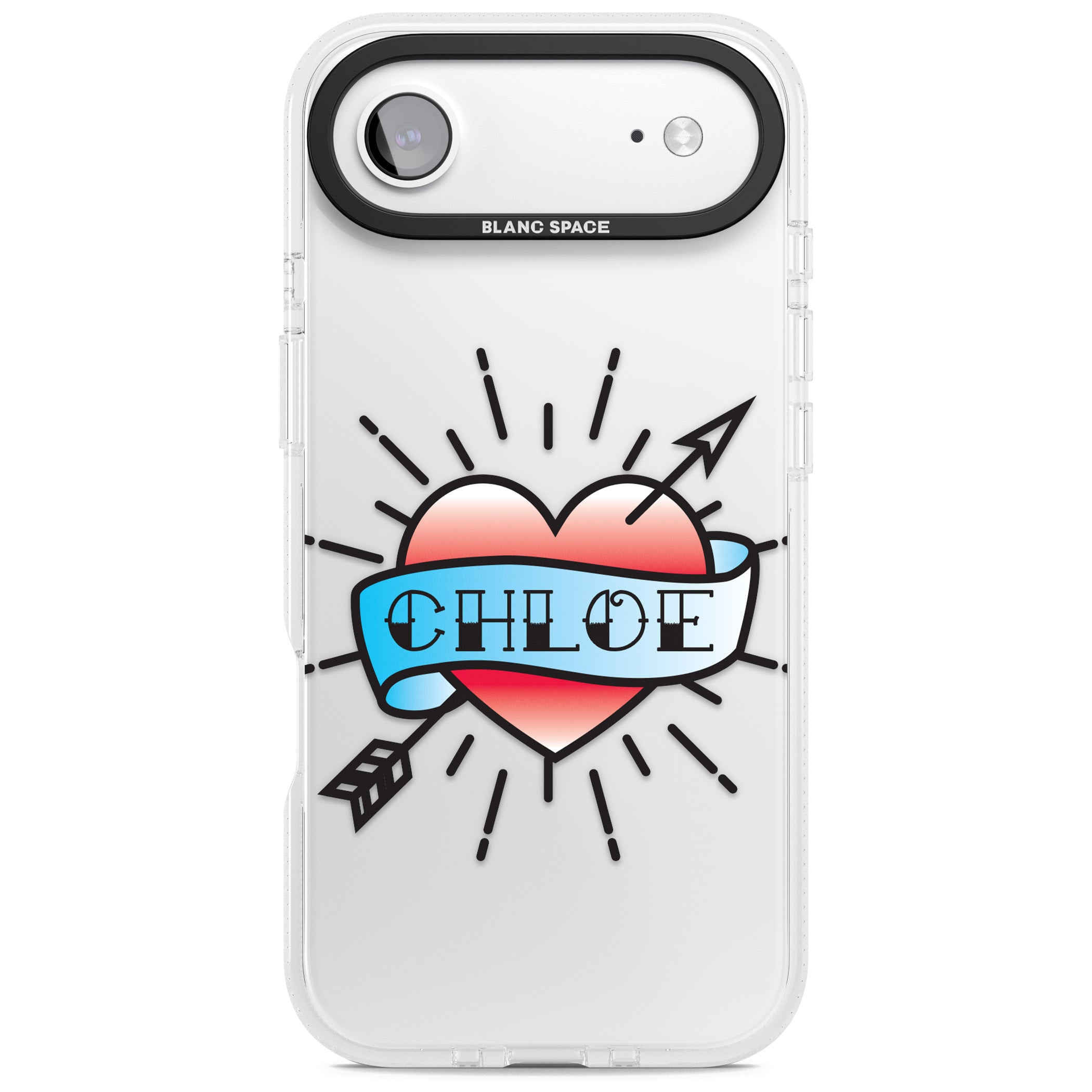 Personalised Heart Tattoo iPhone 17 Air Impact Air Clear Phone Case