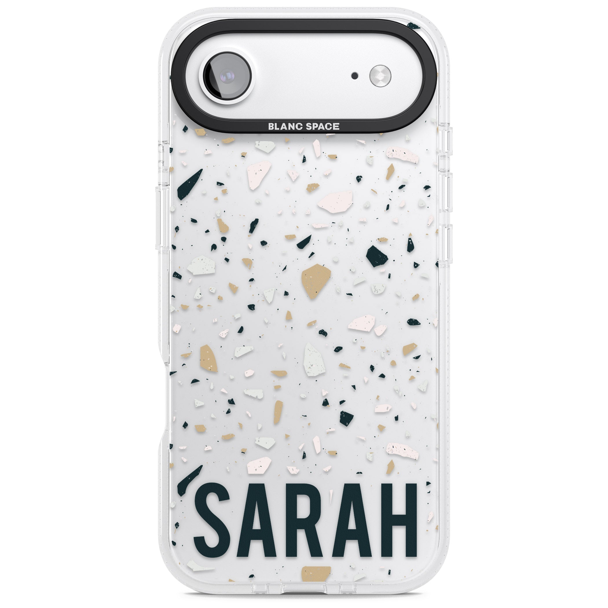 Personalised Terrazzo Blue, Pink, Brown iPhone 17 Air Impact Air Clear Phone Case