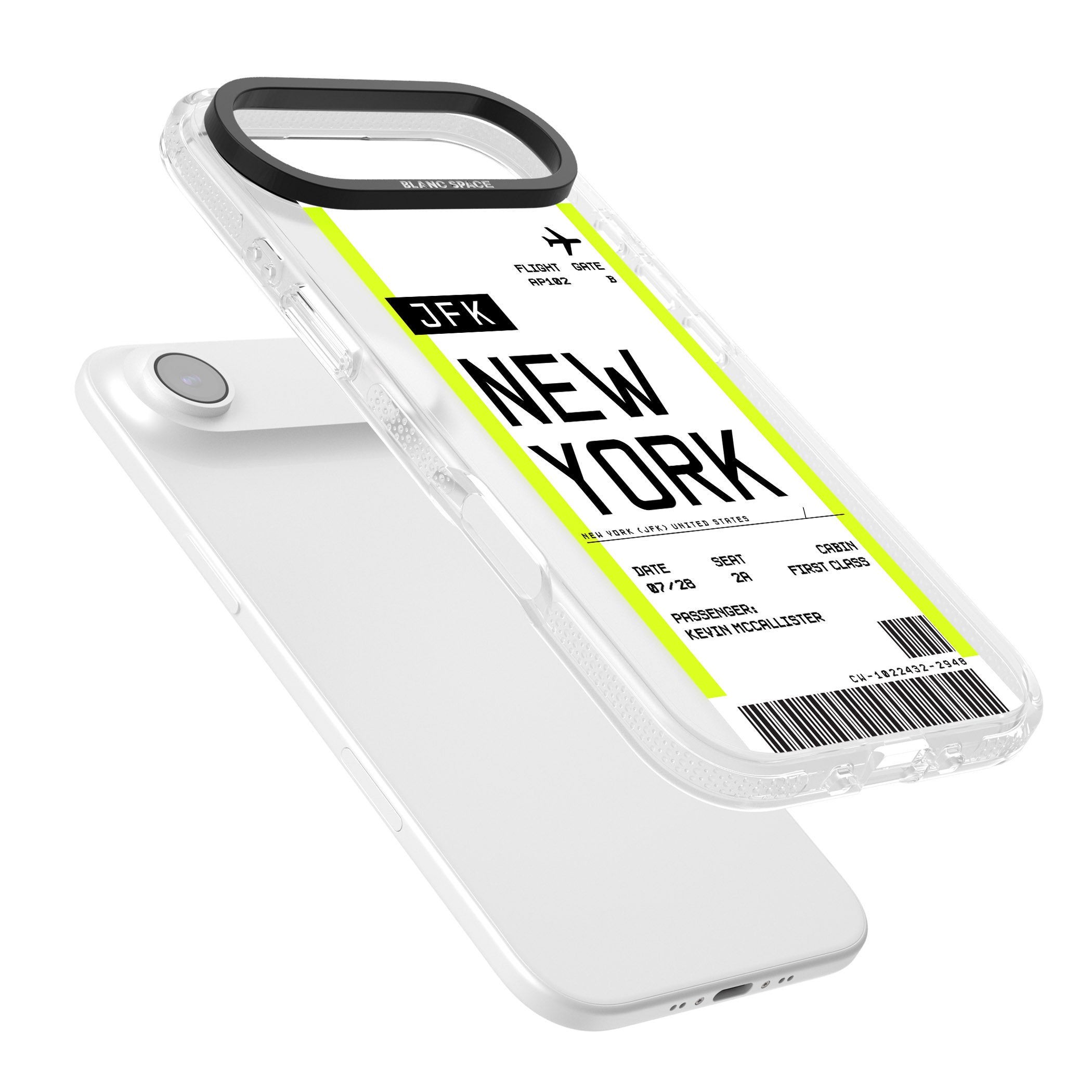 Personalised New York Boarding Pass iPhone 17 Air Impact Air Clear Phone Case Colours