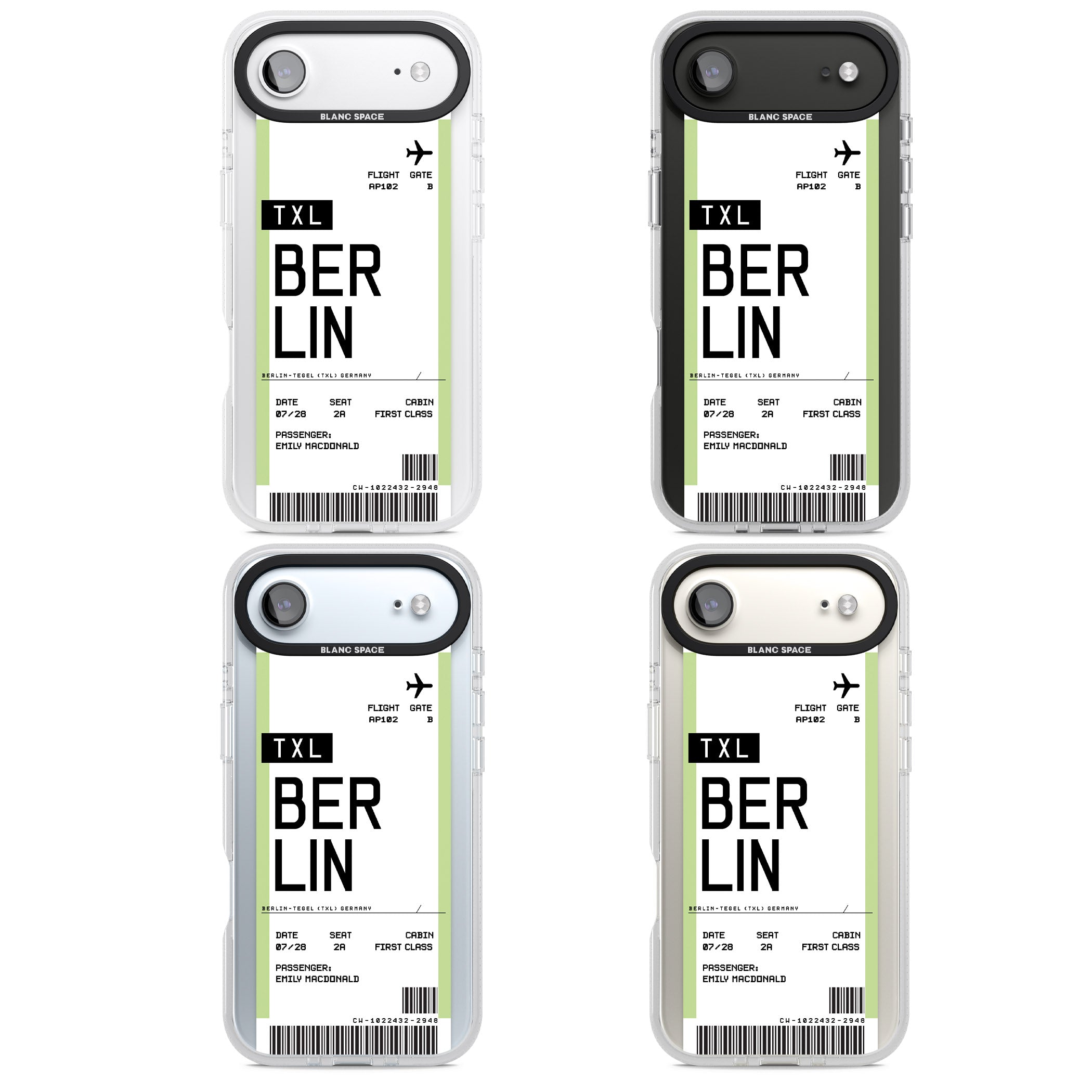 Personalised Berlin Boarding Pass iPhone 17 Air Impact Air Clear Phone Case APT Impact Protection