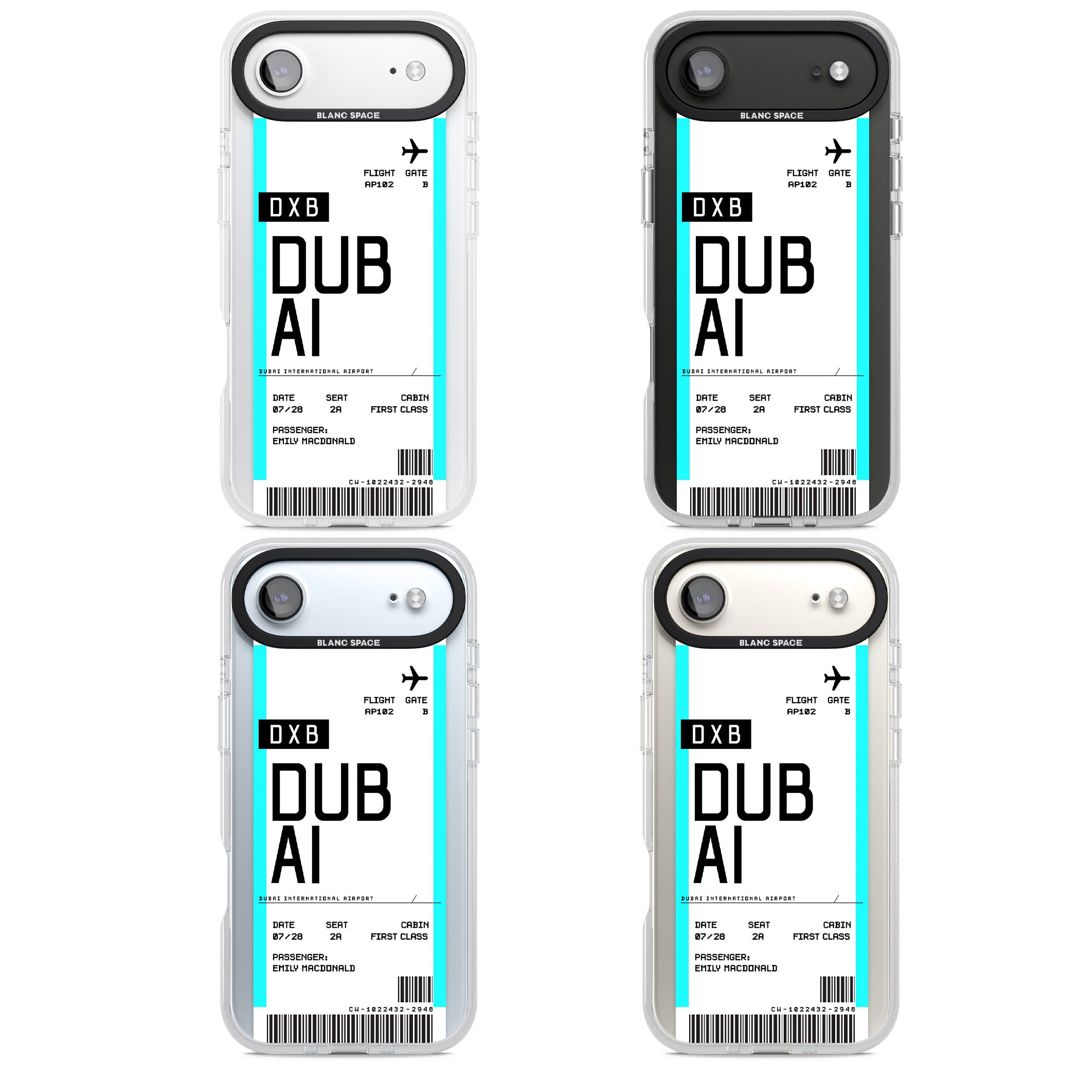 Personalised Dubai Boarding Pass iPhone 17 Air Impact Air Clear Phone Case APT Impact Protection