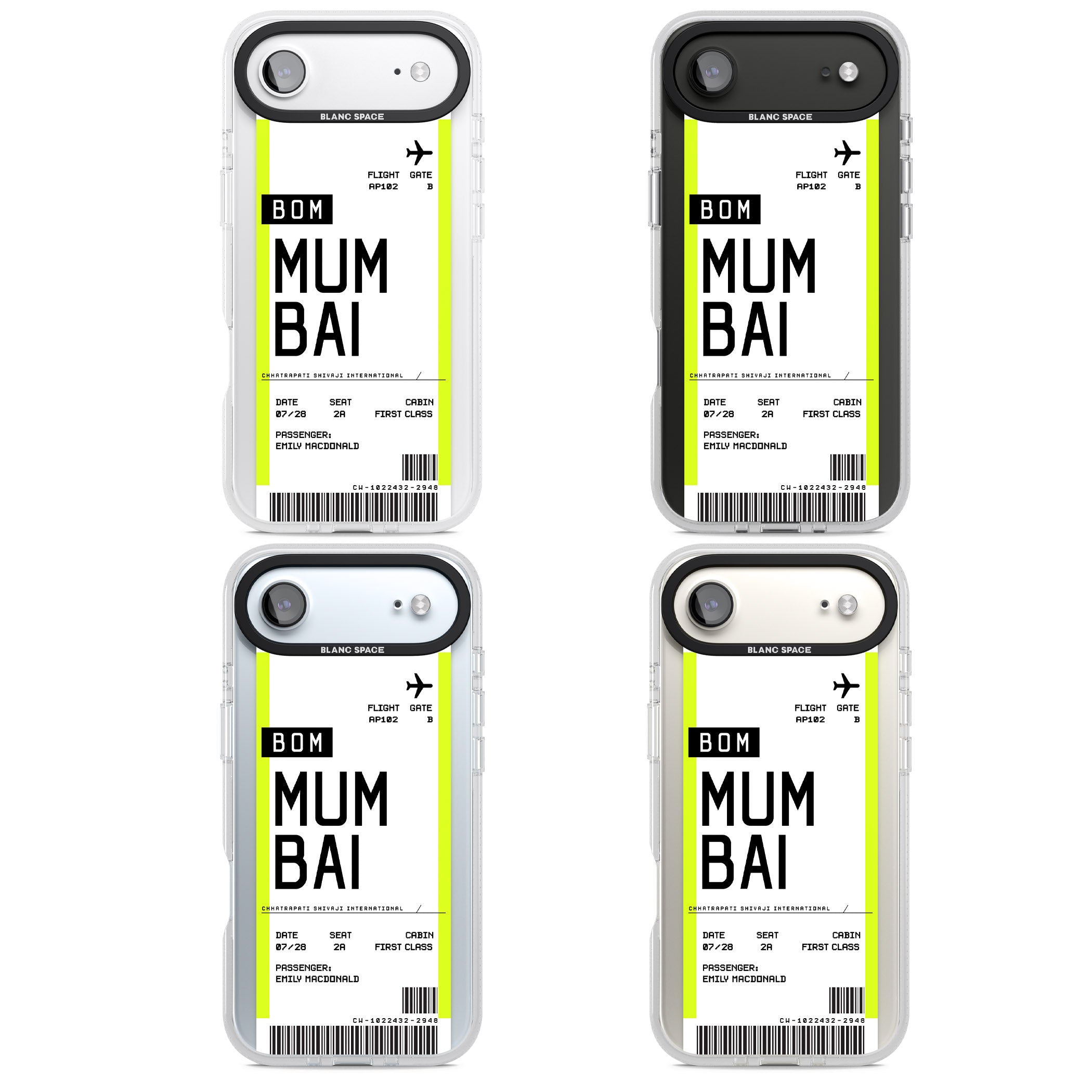 Personalised Mumbai Boarding Pass iPhone 17 Air Impact Air Clear Phone Case APT Impact Protection
