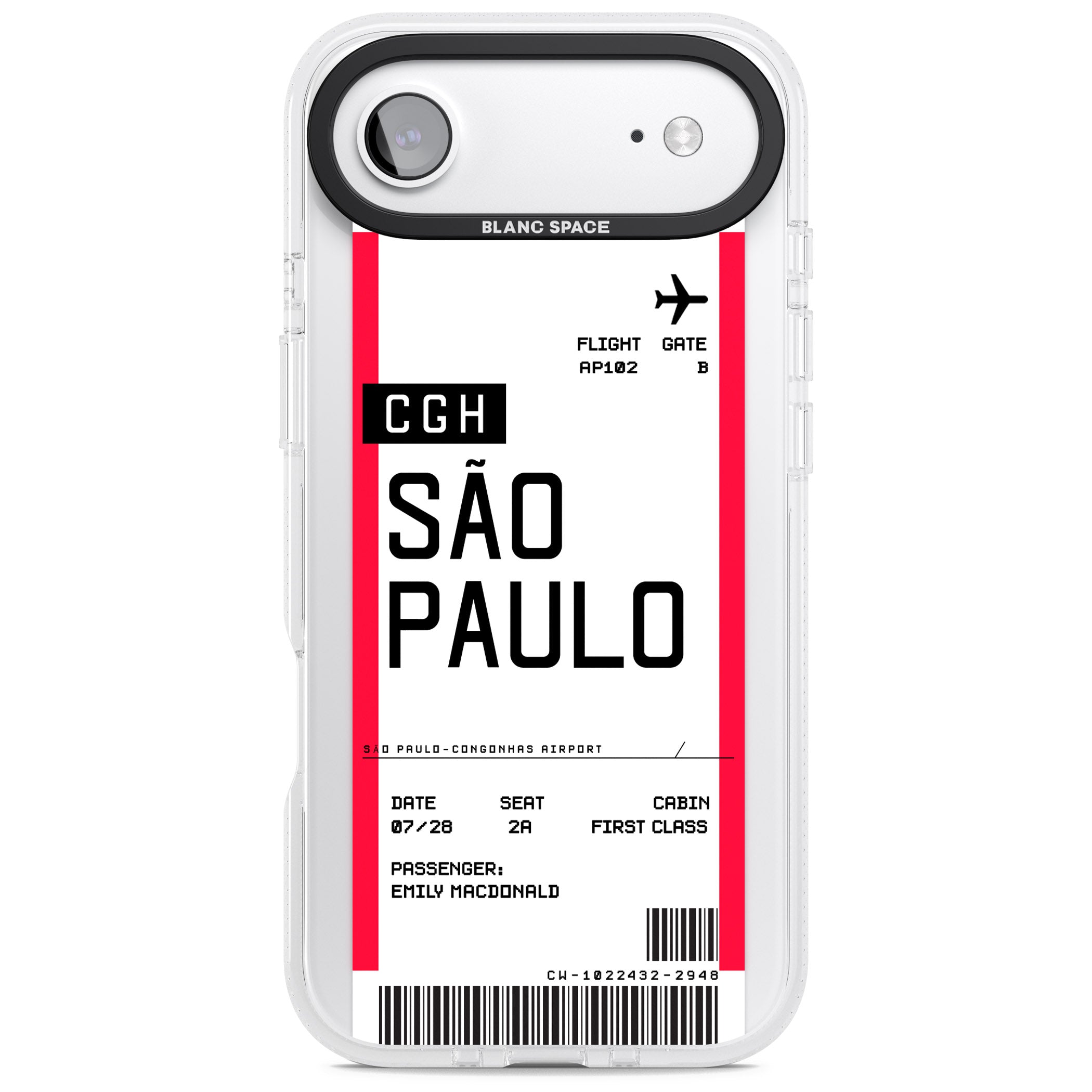 Personalised São Paulo Boarding Pass iPhone 17 Air Impact Air Clear Phone Case