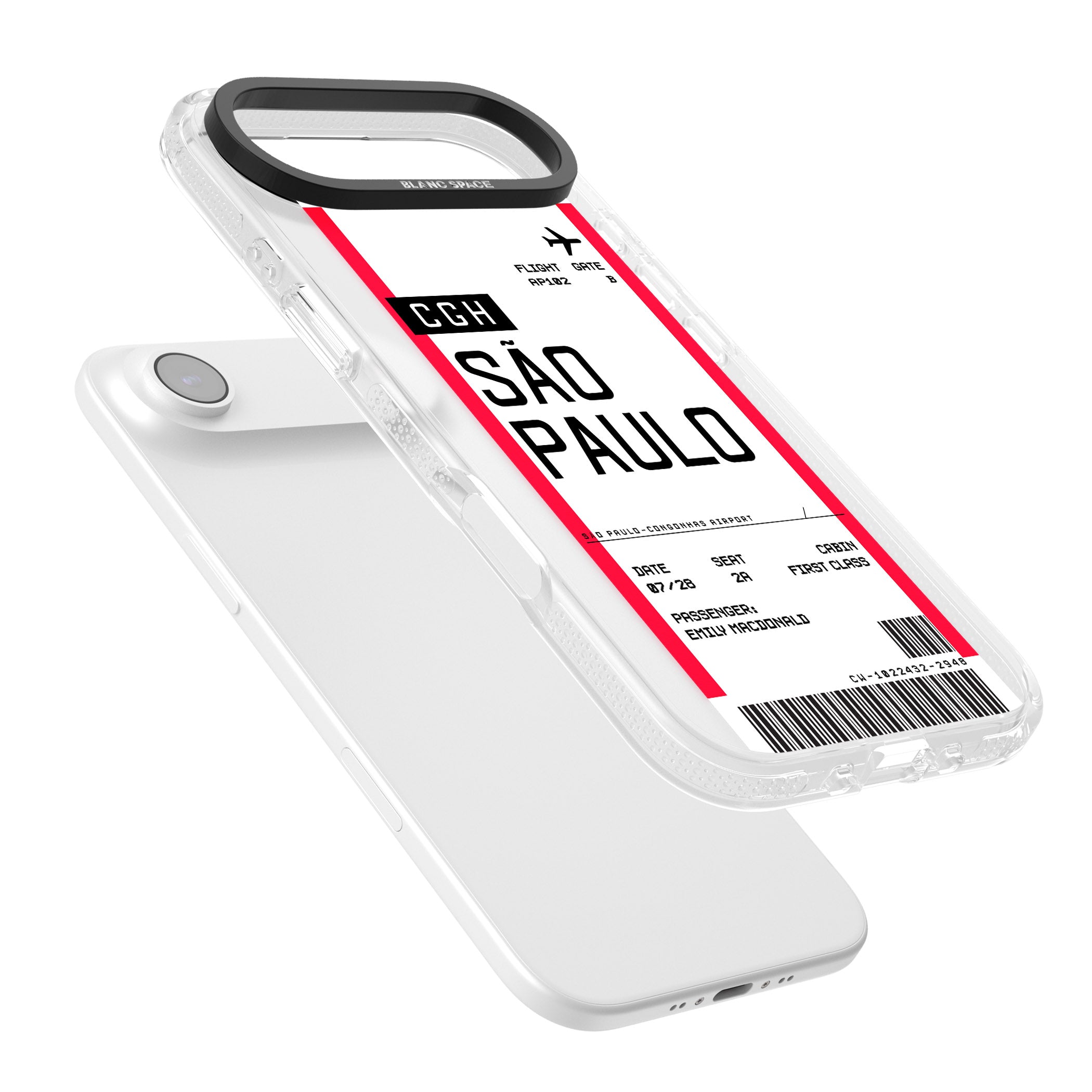 Personalised São Paulo Boarding Pass iPhone 17 Air Impact Air Clear Phone Case Colours