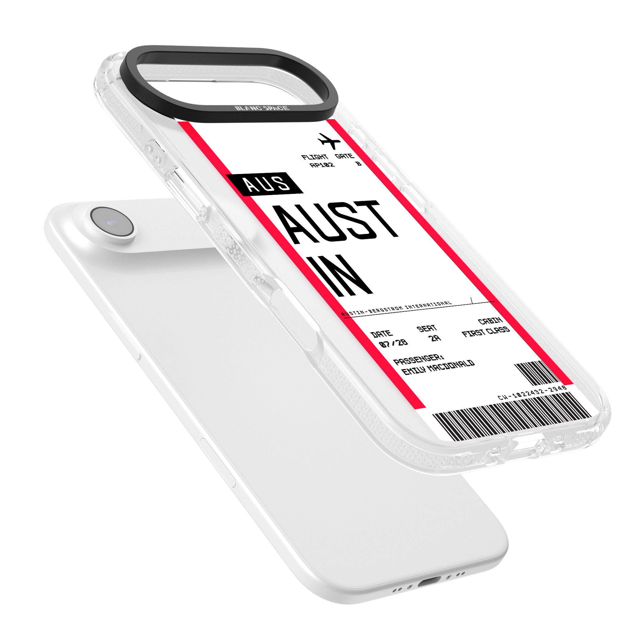 Personalised Austin Boarding Pass iPhone 17 Air Impact Air Clear Phone Case Colours